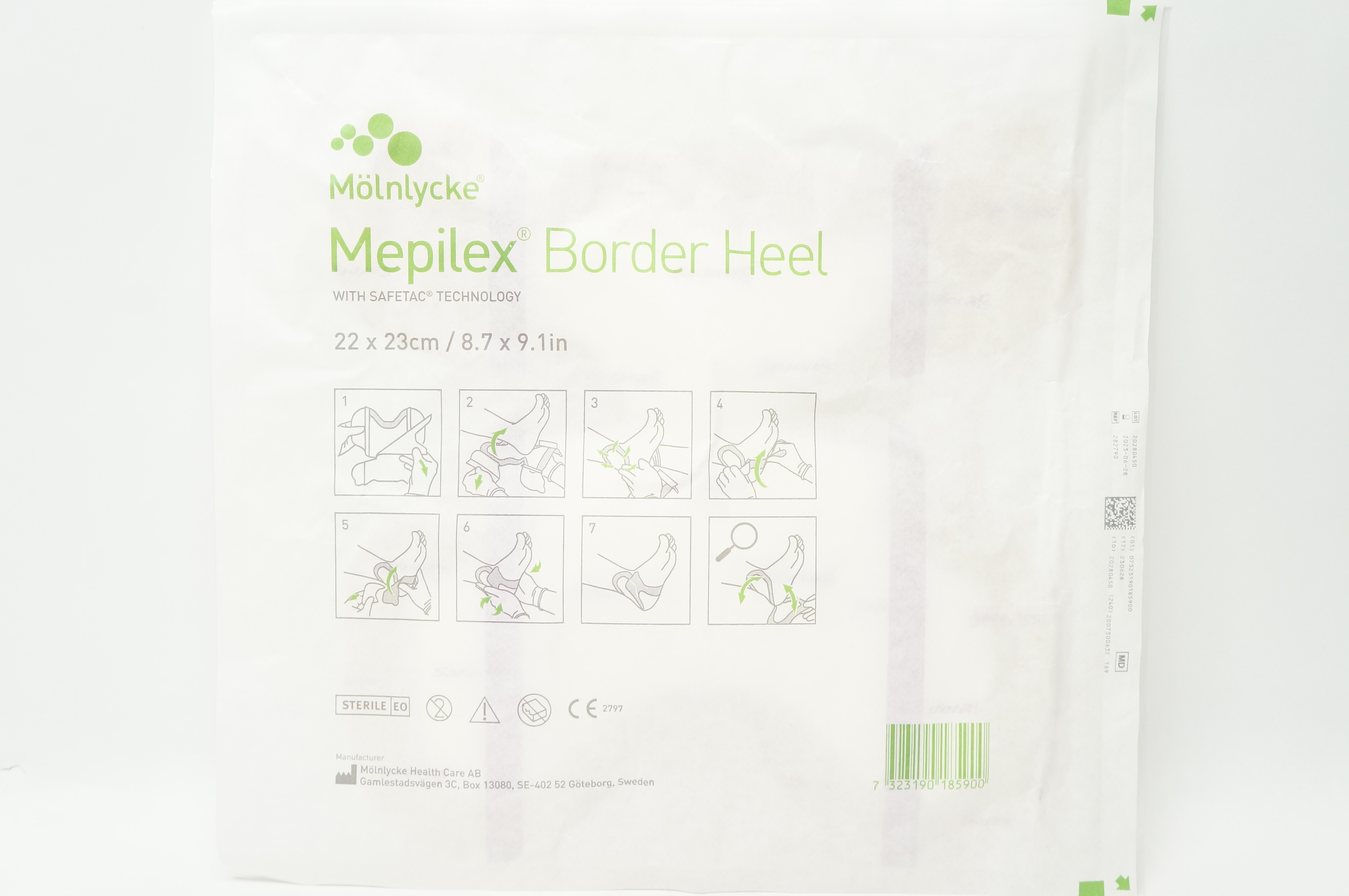 Molnlycke 282790 Mepilex Border Heel W/ Safetac Technology 8.7inch x 9.1inch