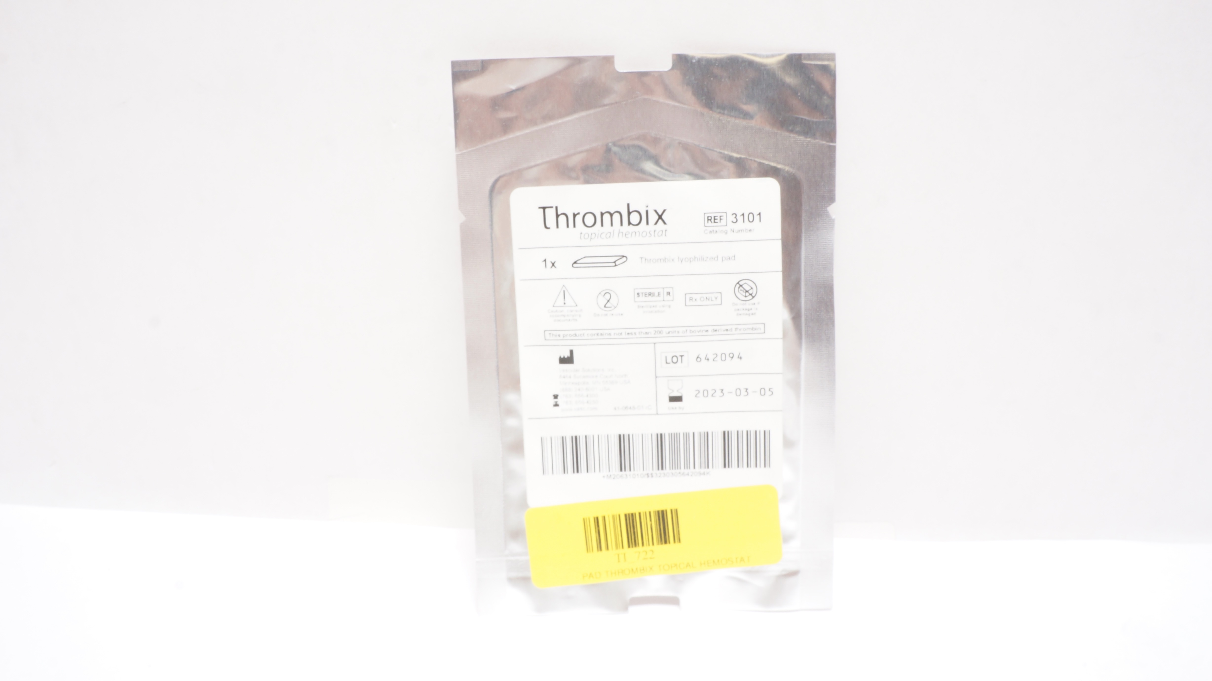Vascular Solutions 3101 Thrombix Topical Hemostat Lyophilized Pad (x)
