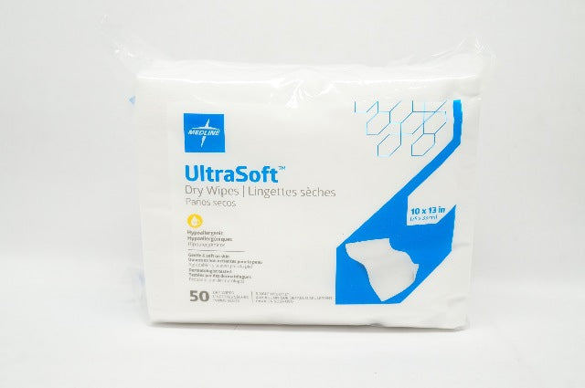 Medline ULTRASOFT1013 UltraSoft Dry Wipes 10 x 13 inch - Pack of 50