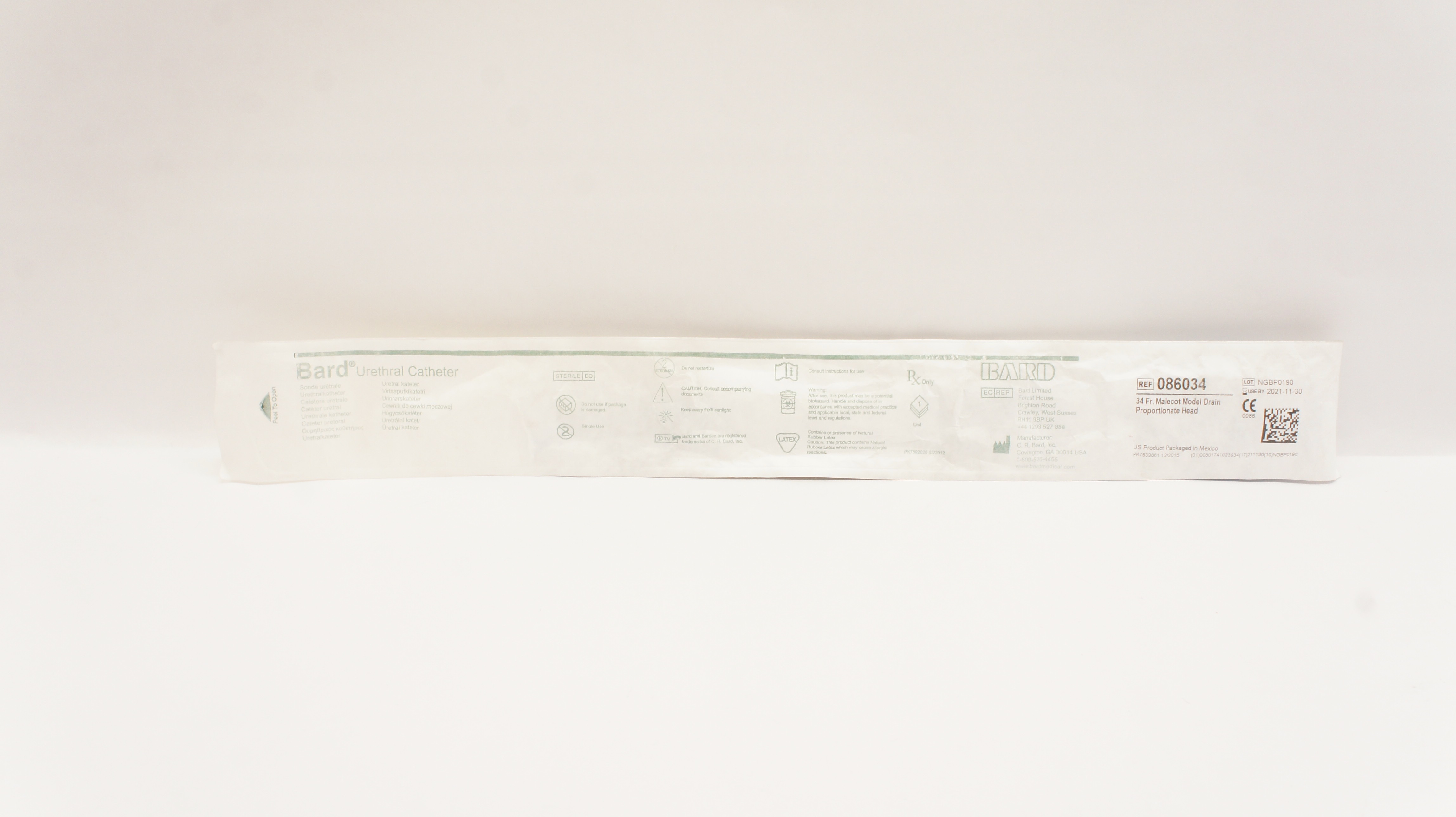 Bard 086034 Malecot Model Drain Proportionate Head 34Fr Urological Cath (x)