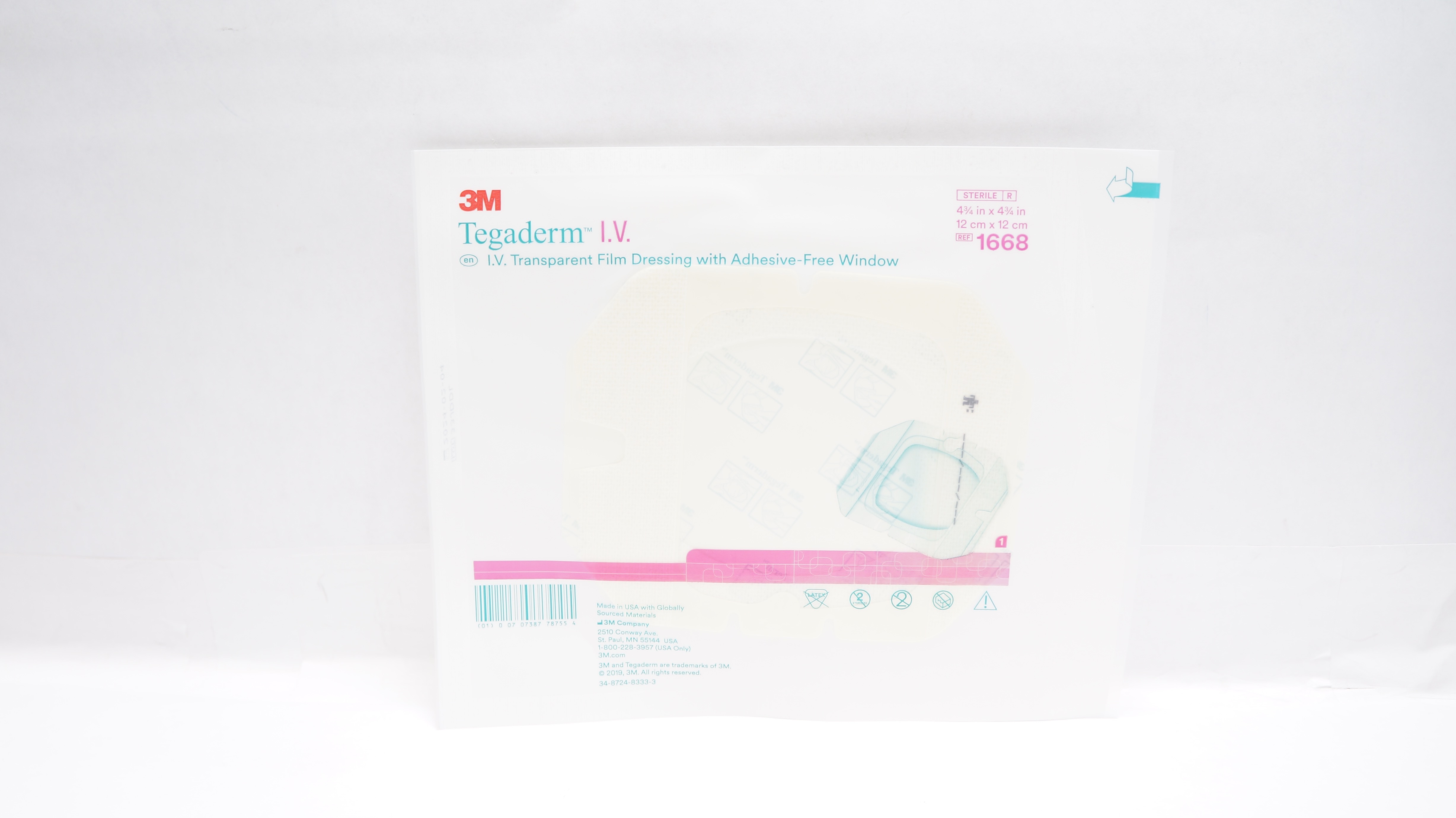 3M 1668 Tegaderm I.V. Transparent Film Dressing 4-3/4inch x 4-3/4inch (x)