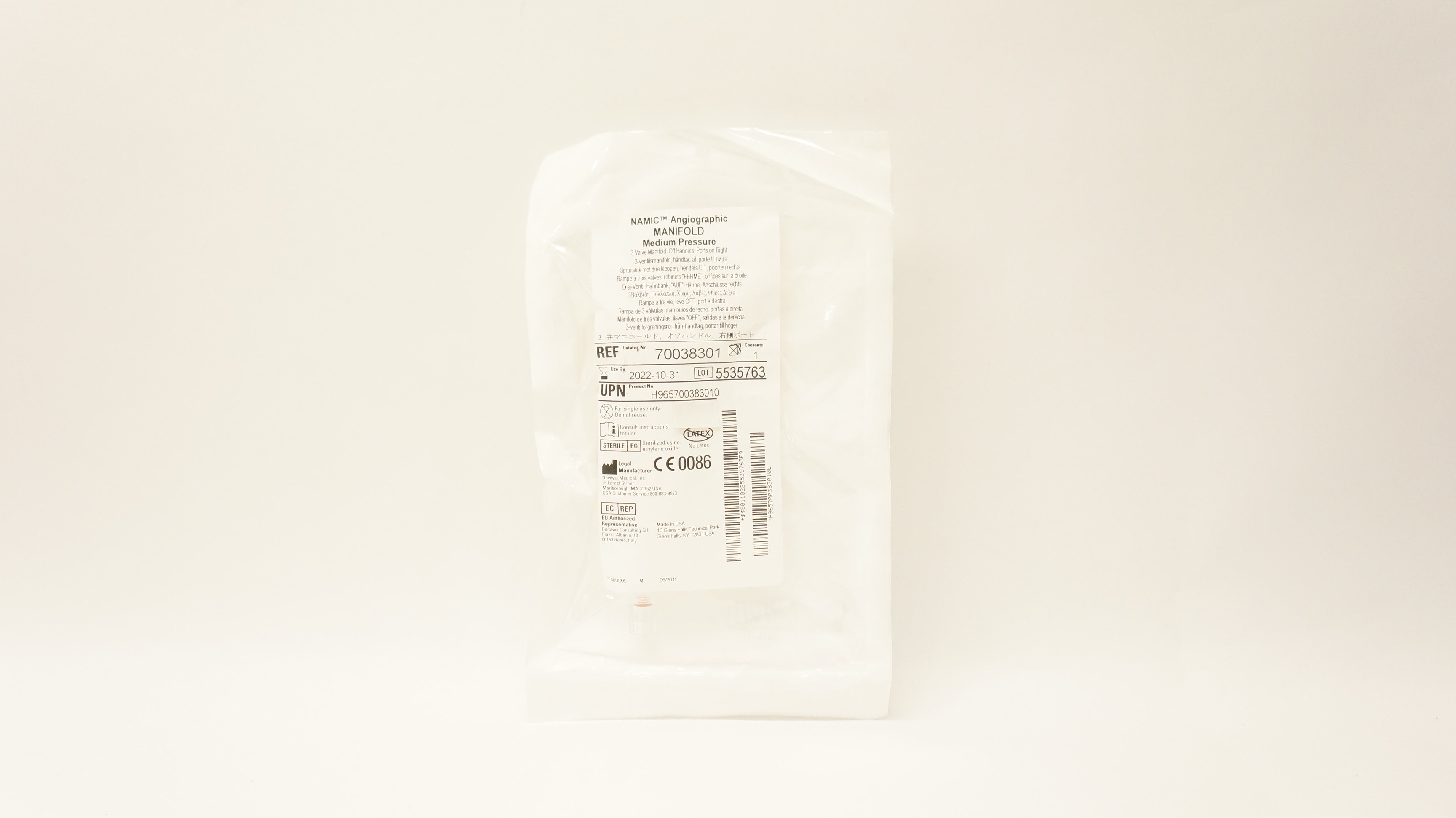Navilyst Medical 70038301 Namic Angiographic Manifold Medium Pressure