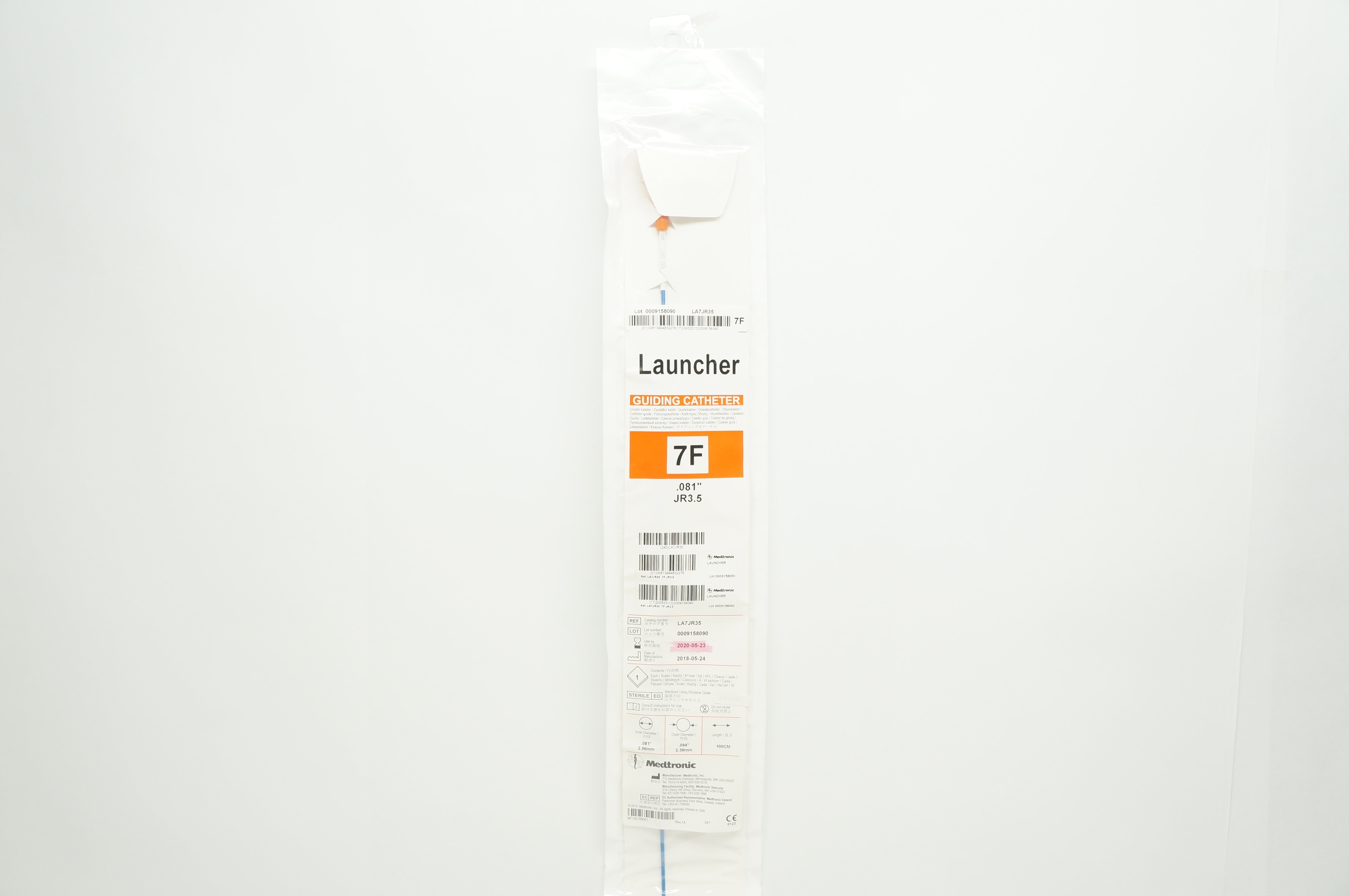 Medtronic LA7JR35 Launcher Guiding Cath. 7F x .081inch, JR4.5 (x)