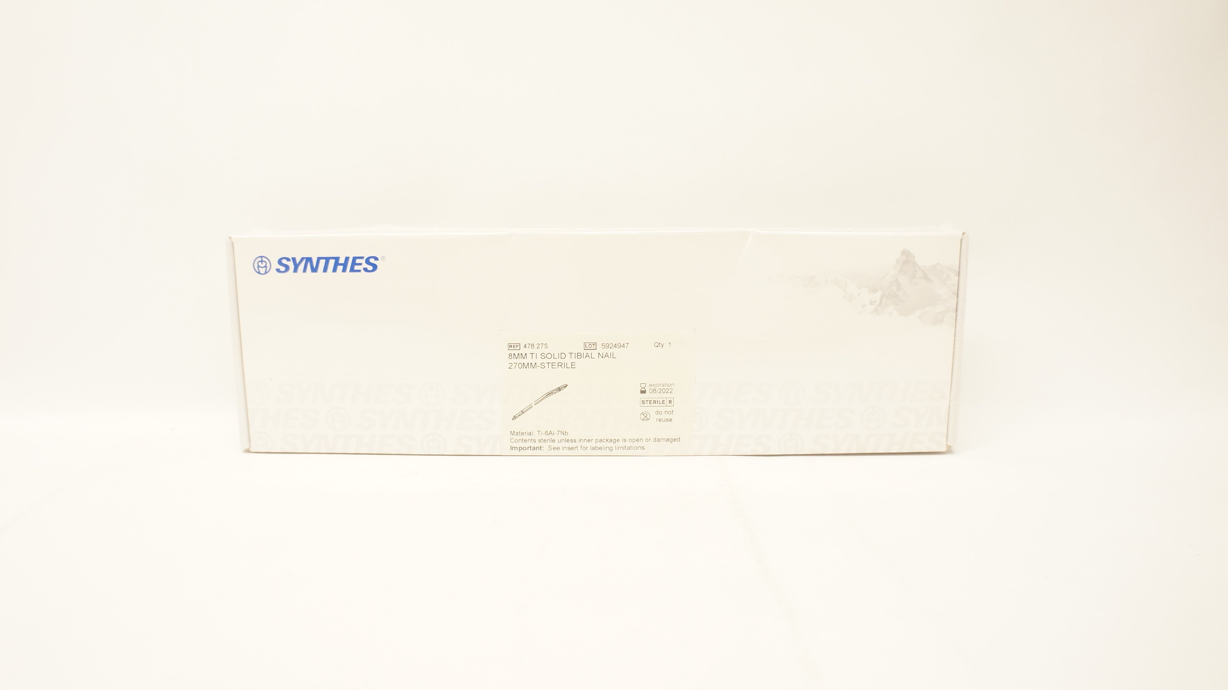 Synthes 478.27S 8mm Ti Solid Tibial Nail 270mm