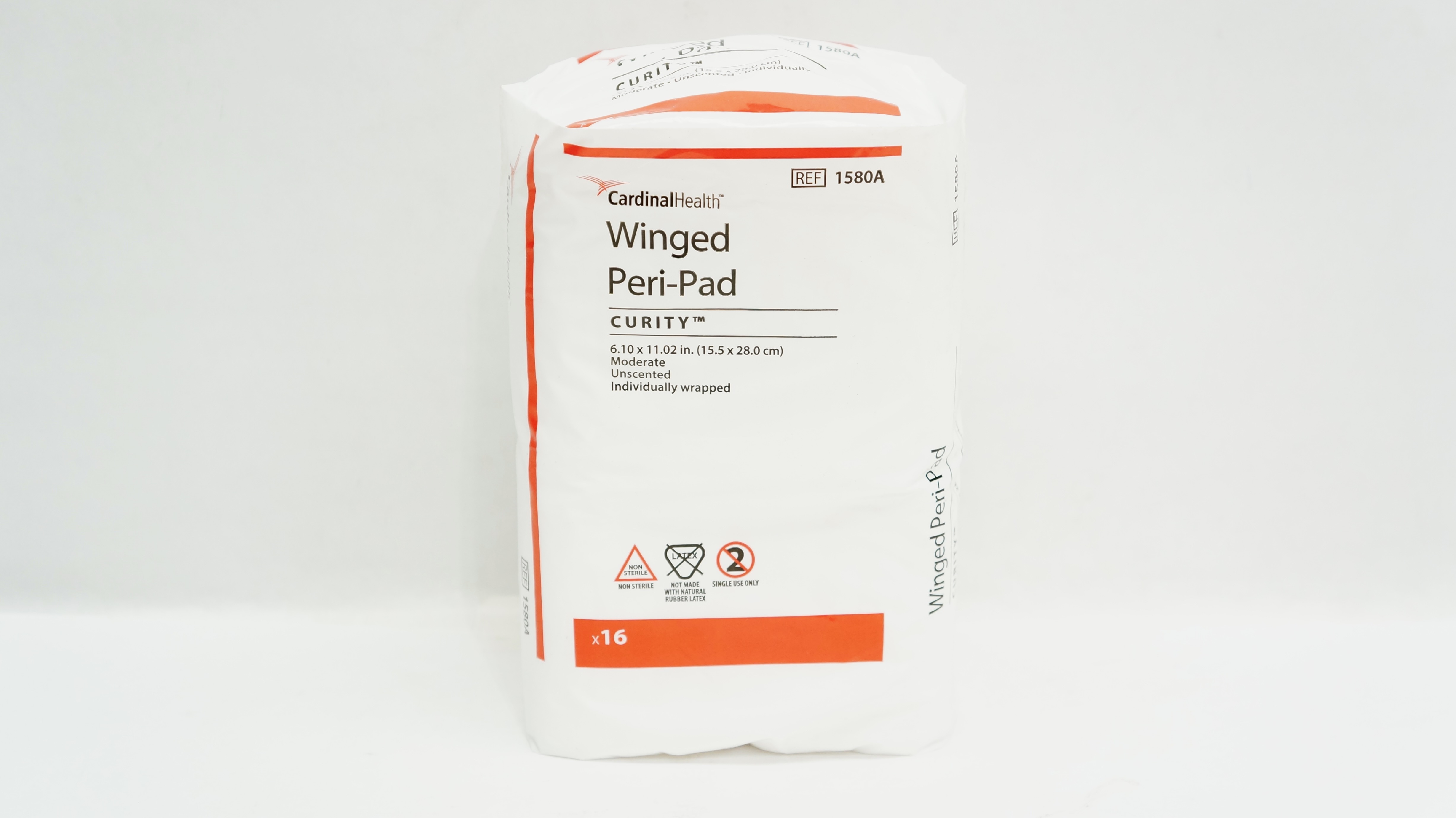 Cardinal Health 1580A Winged Peri-Pad Curity 6.10 x 11.02inch - Pack of 16