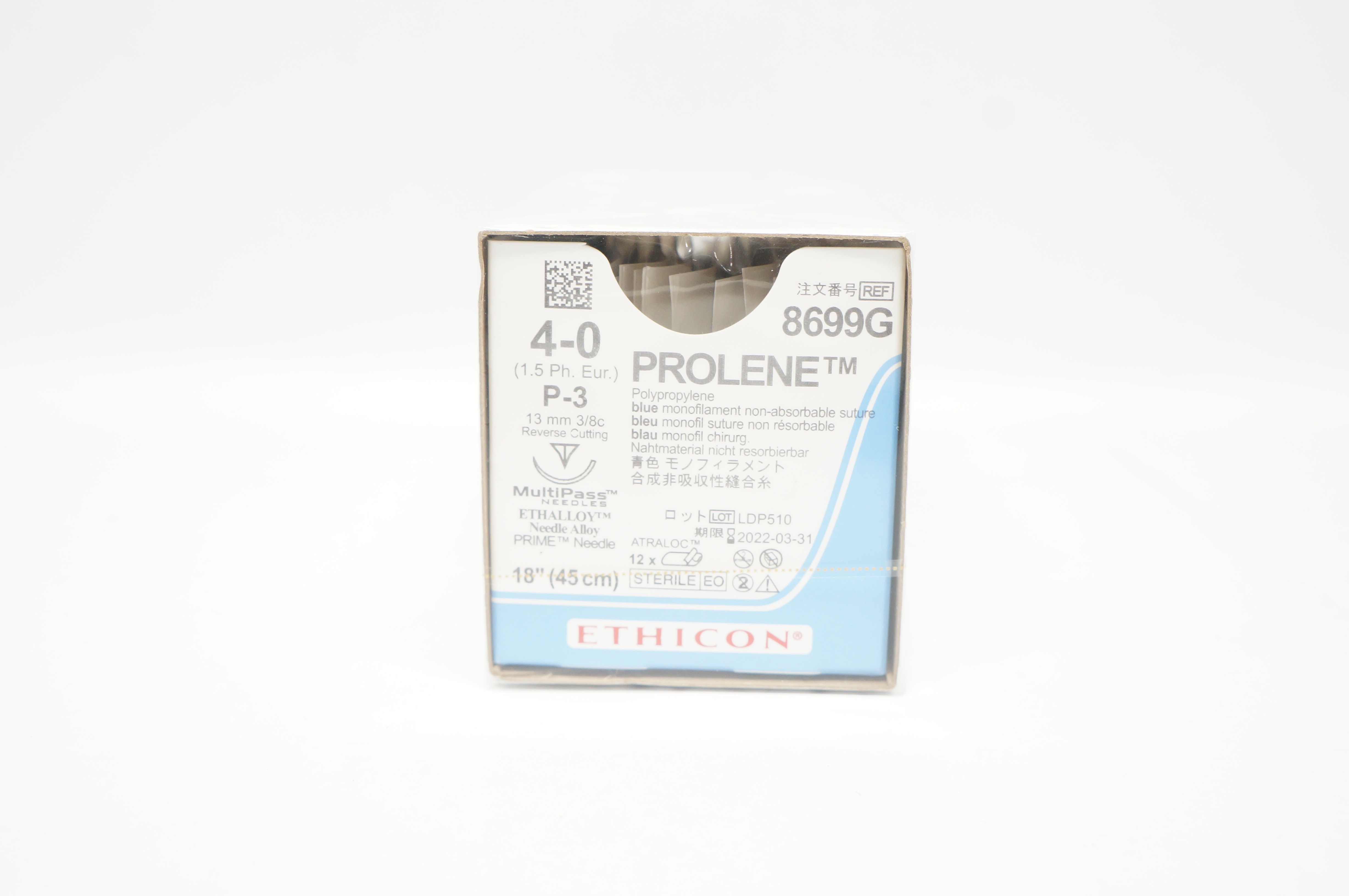 Ethicon 8699G 4-0 Prolene, P-3 13mm 3/8c 18inch (x) - Box of 12