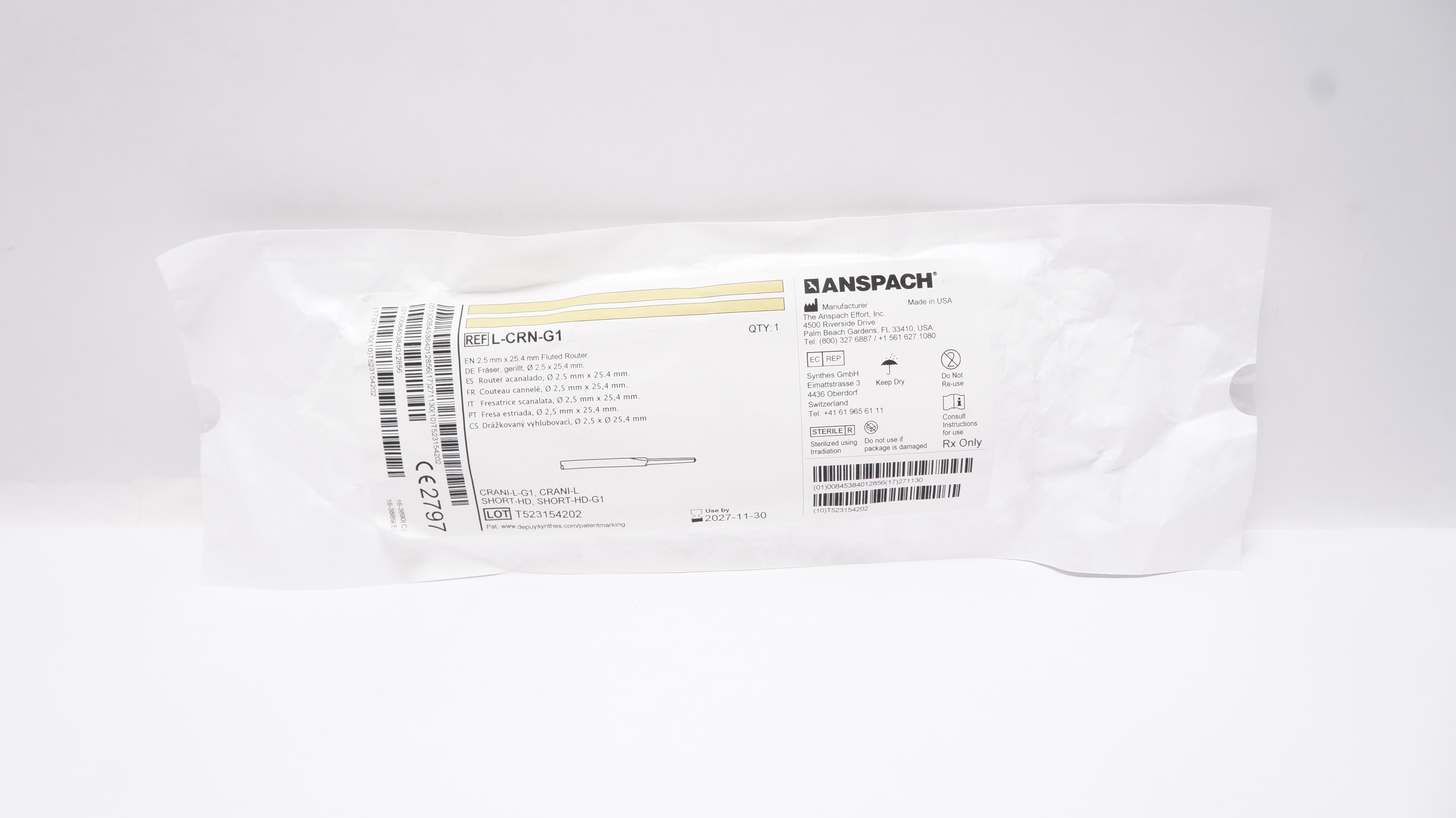 Anspach L-CRN-G1 Fluted Router 2.5mm x 25.4mm (x)