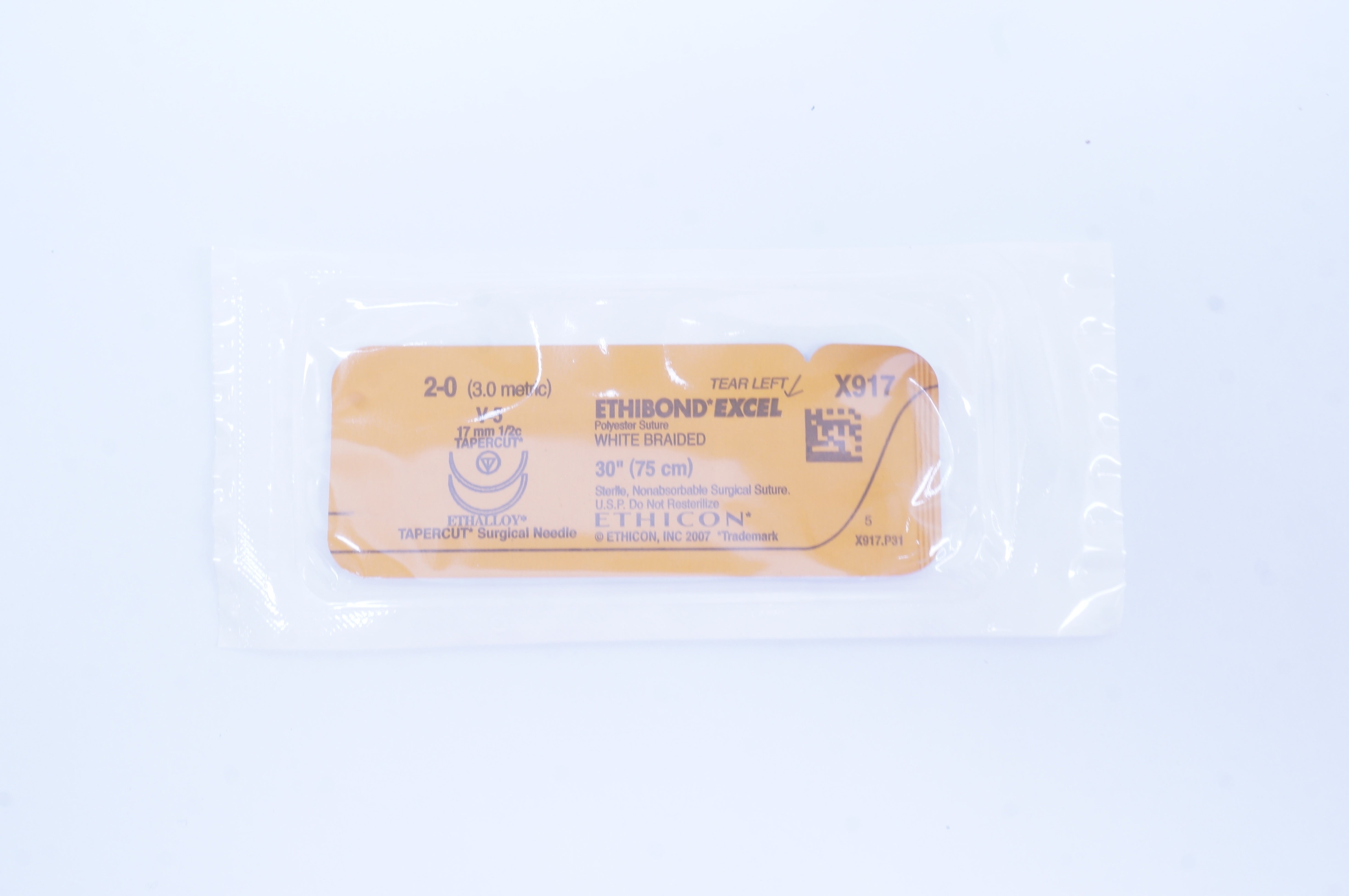 Ethicon X917 2-0 Ethibond Excel V-5 17mm 1/2c Tapercut 30 inch (x)
