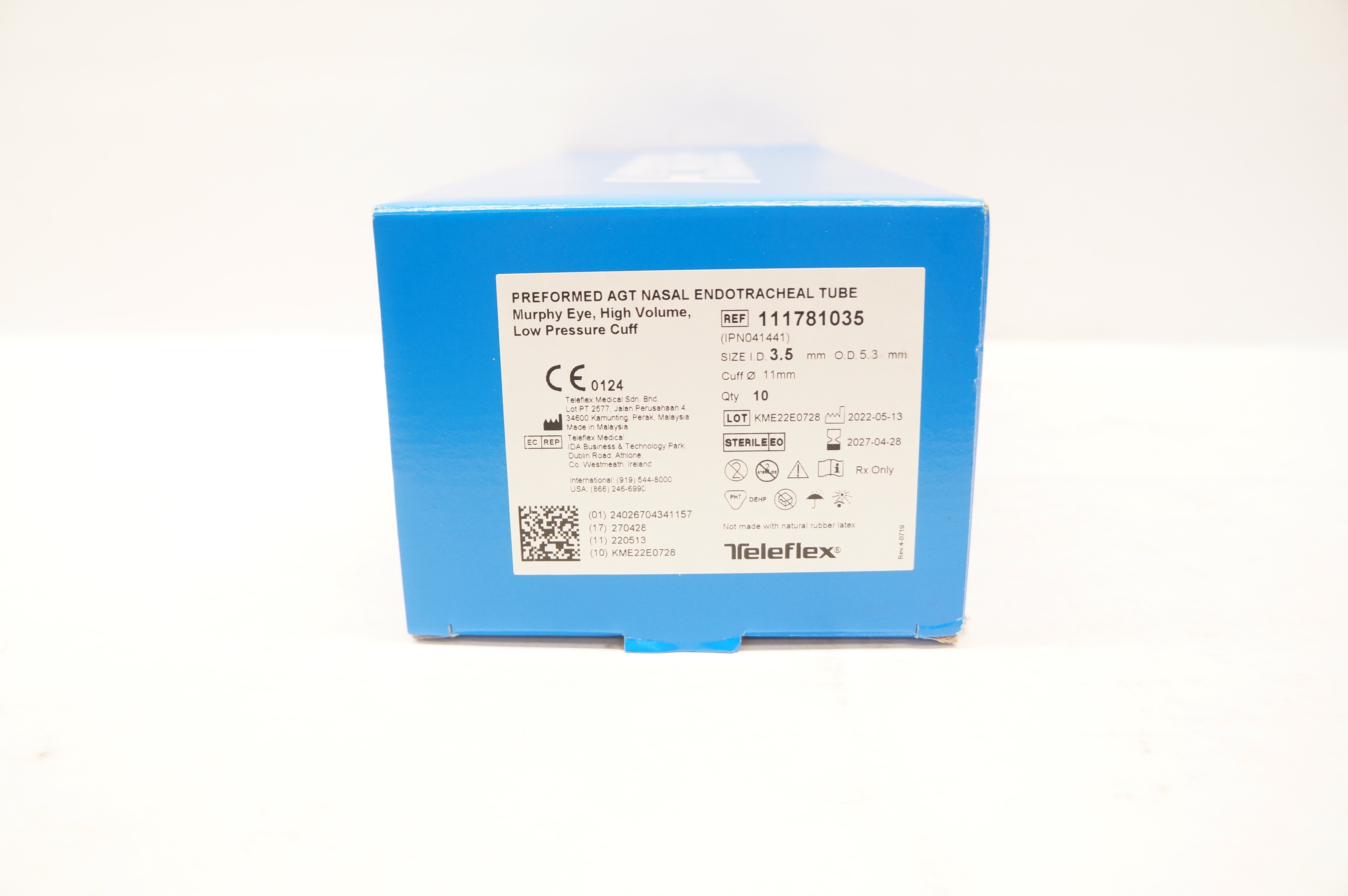 Teleflex 111781035 AGT Nasal Endotracheal Tube 3.5 x 5.3 x 11.0mm - Box of 10
