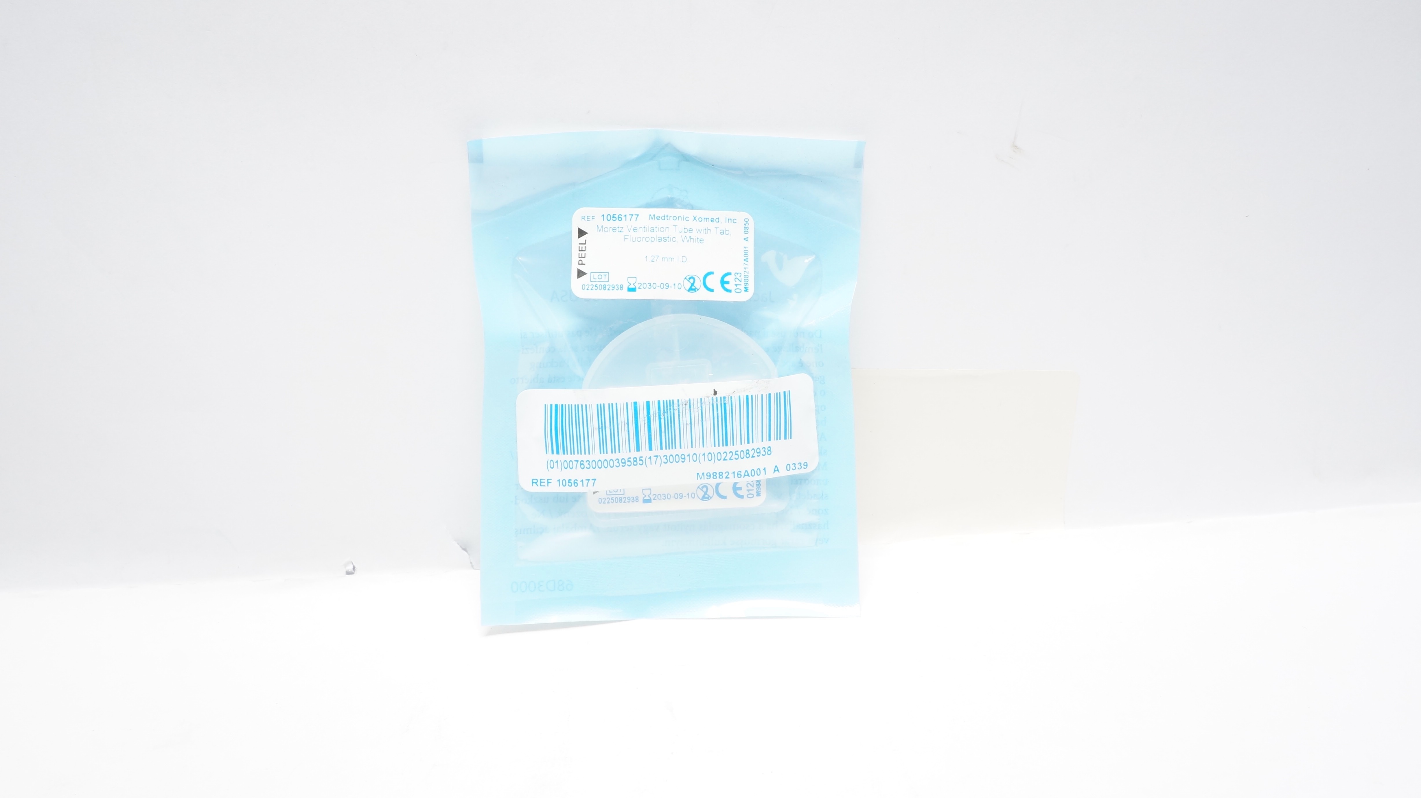 Medtronic Xomed 1056177 Moretz VentilationTube W/Tab, Fluoroplastic White 1.27mm
