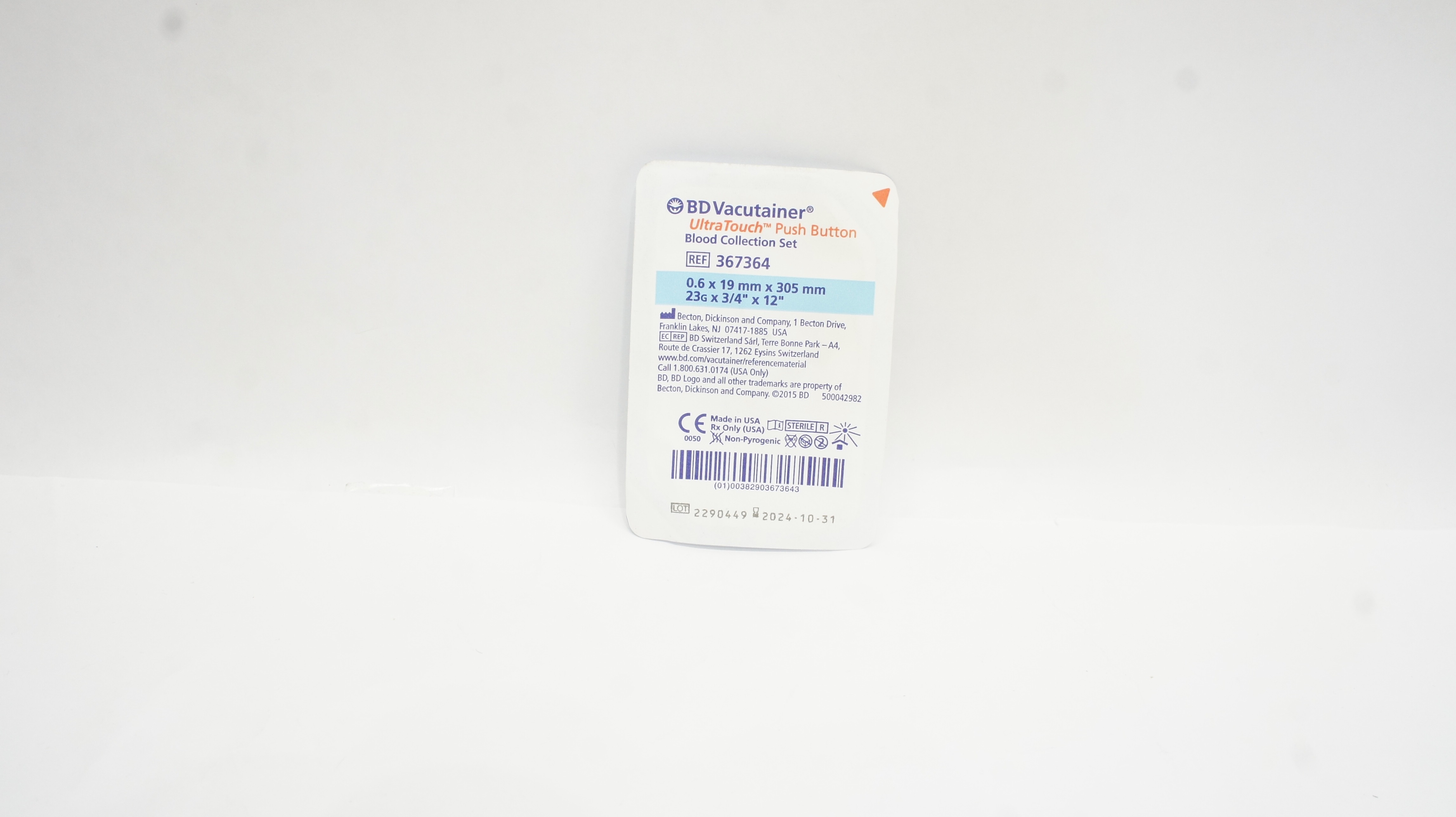 BD 367364 Vacutainer UltraTouch Blood Collection Set 23G x 3/4inch x 12inch