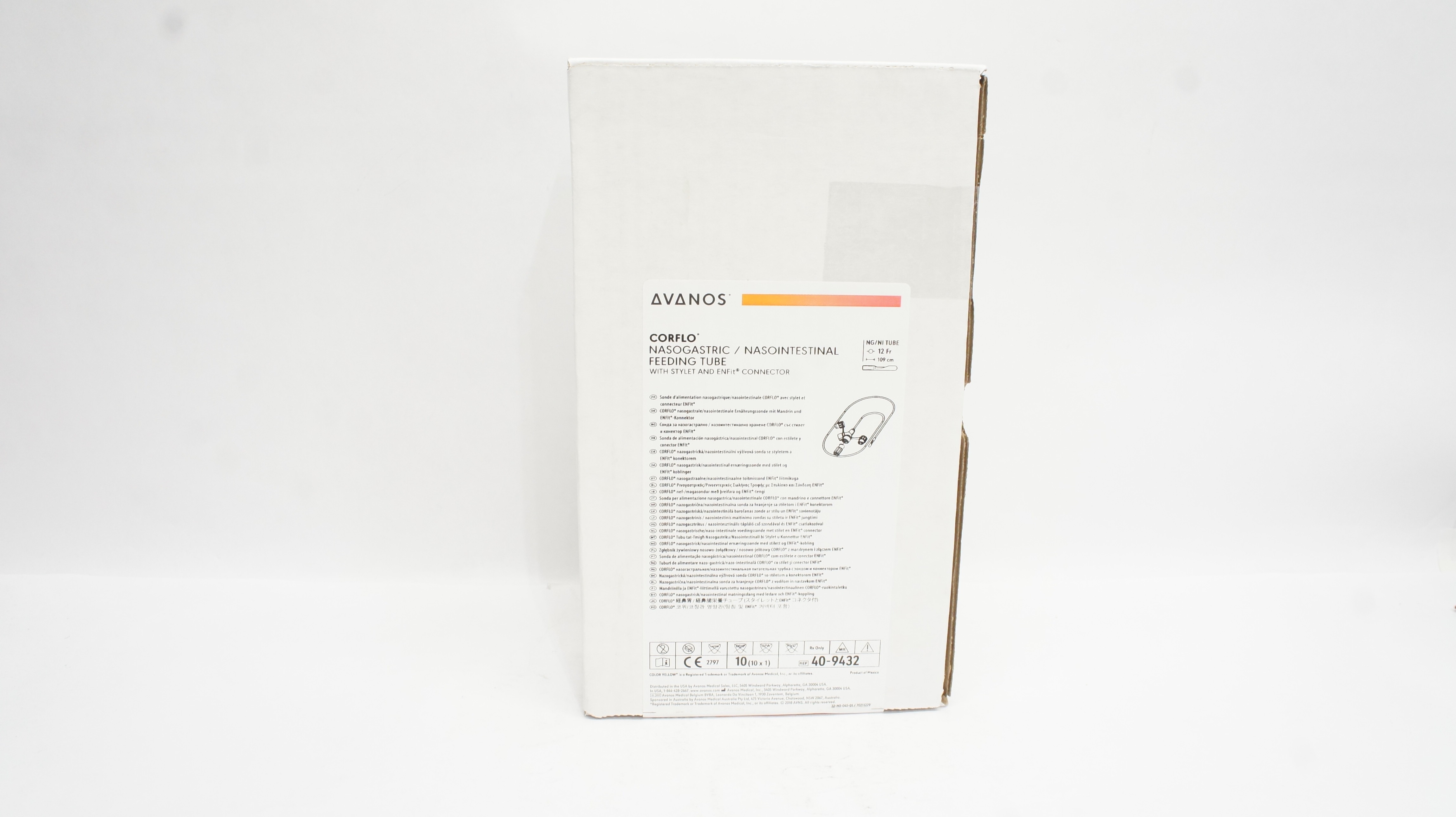 Avanos 40-9432 Corflo Nasogastric/Nasointestinal Feeding Tube 12Fr x 109cm