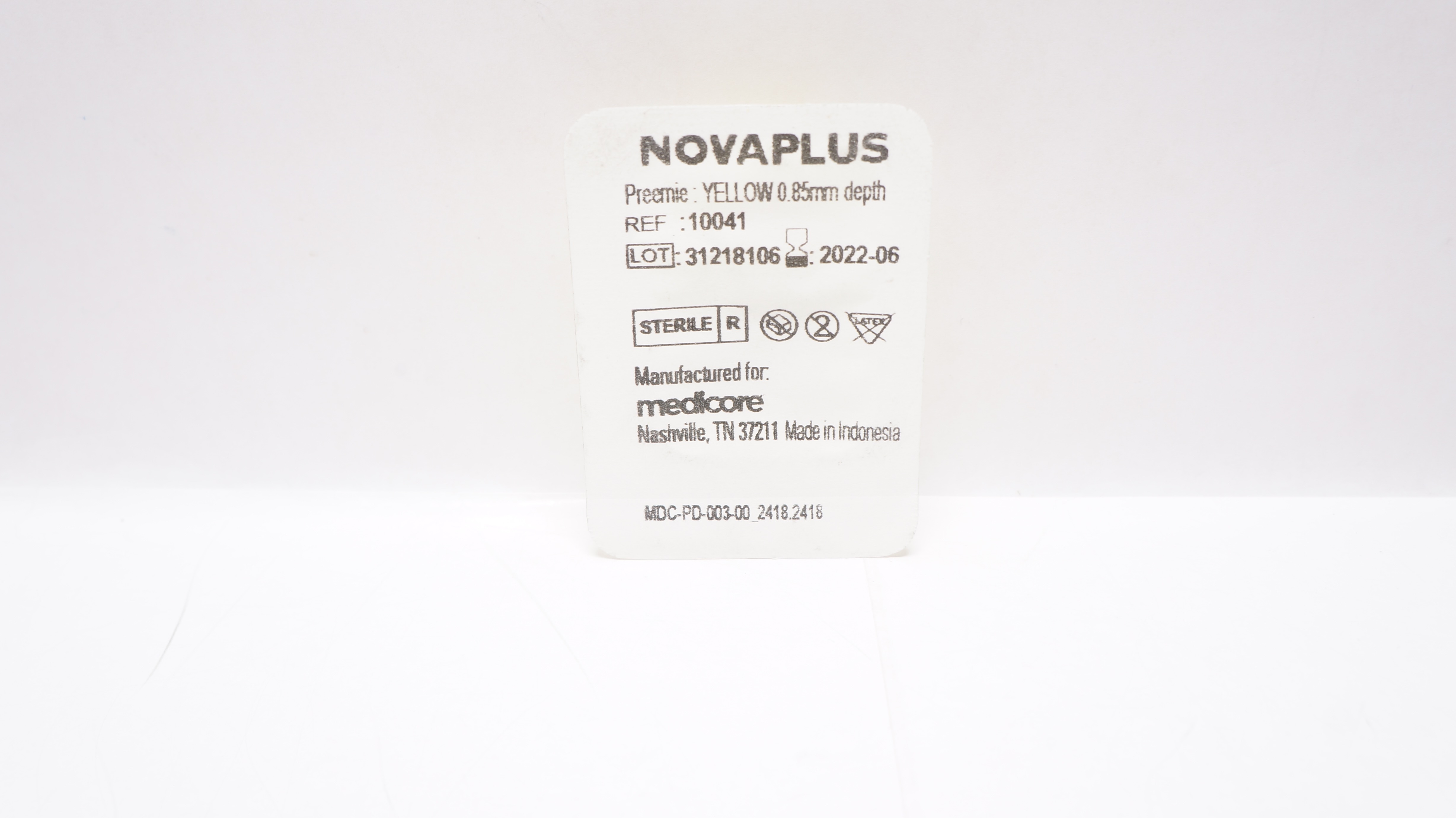 Medicore 10041 Novaplus  Preemie Yelllow 0.85mm depth (x)