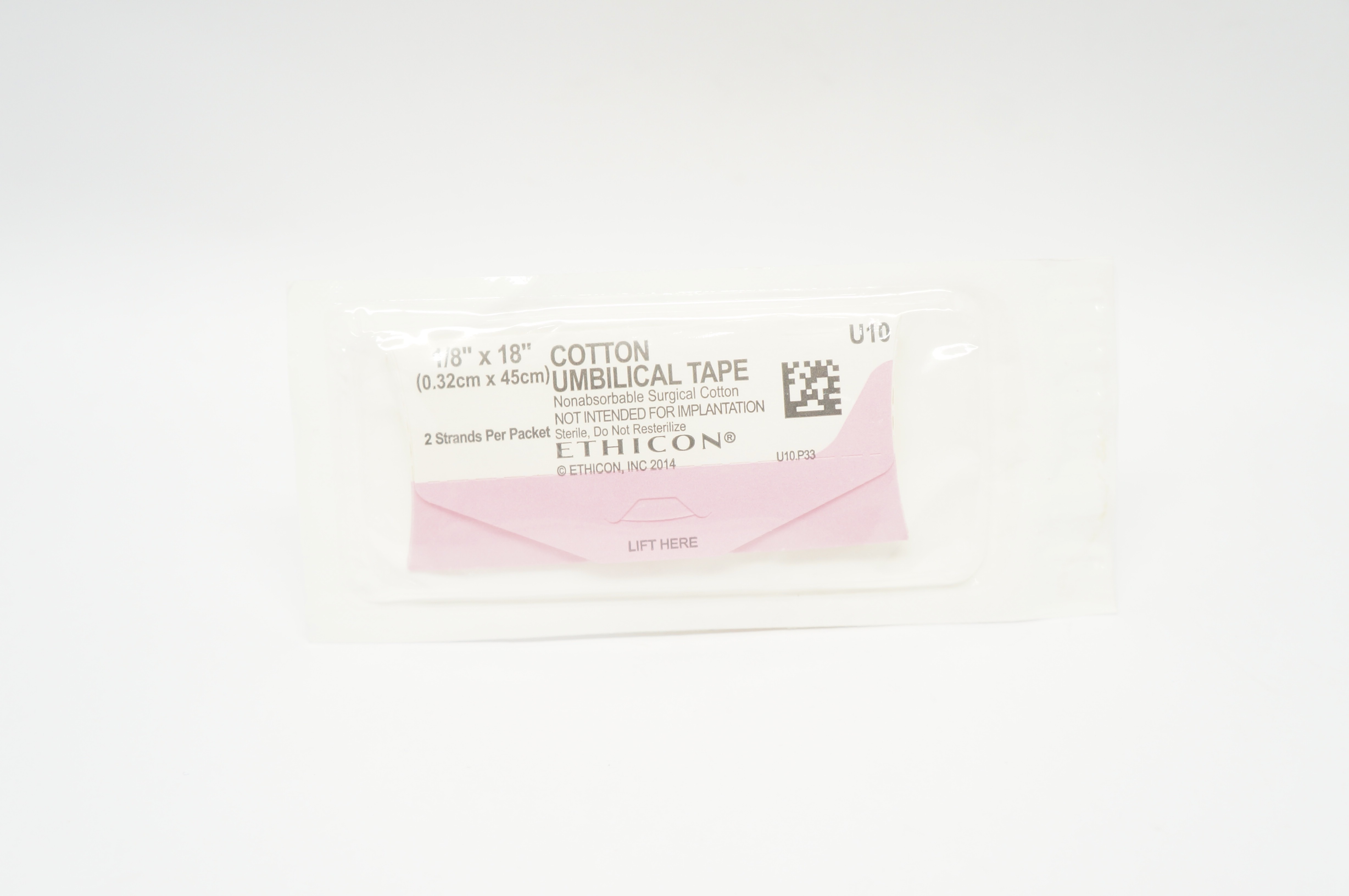 Ethicon U10 Cotton Umbilical Tape 1/8inch x 18inch