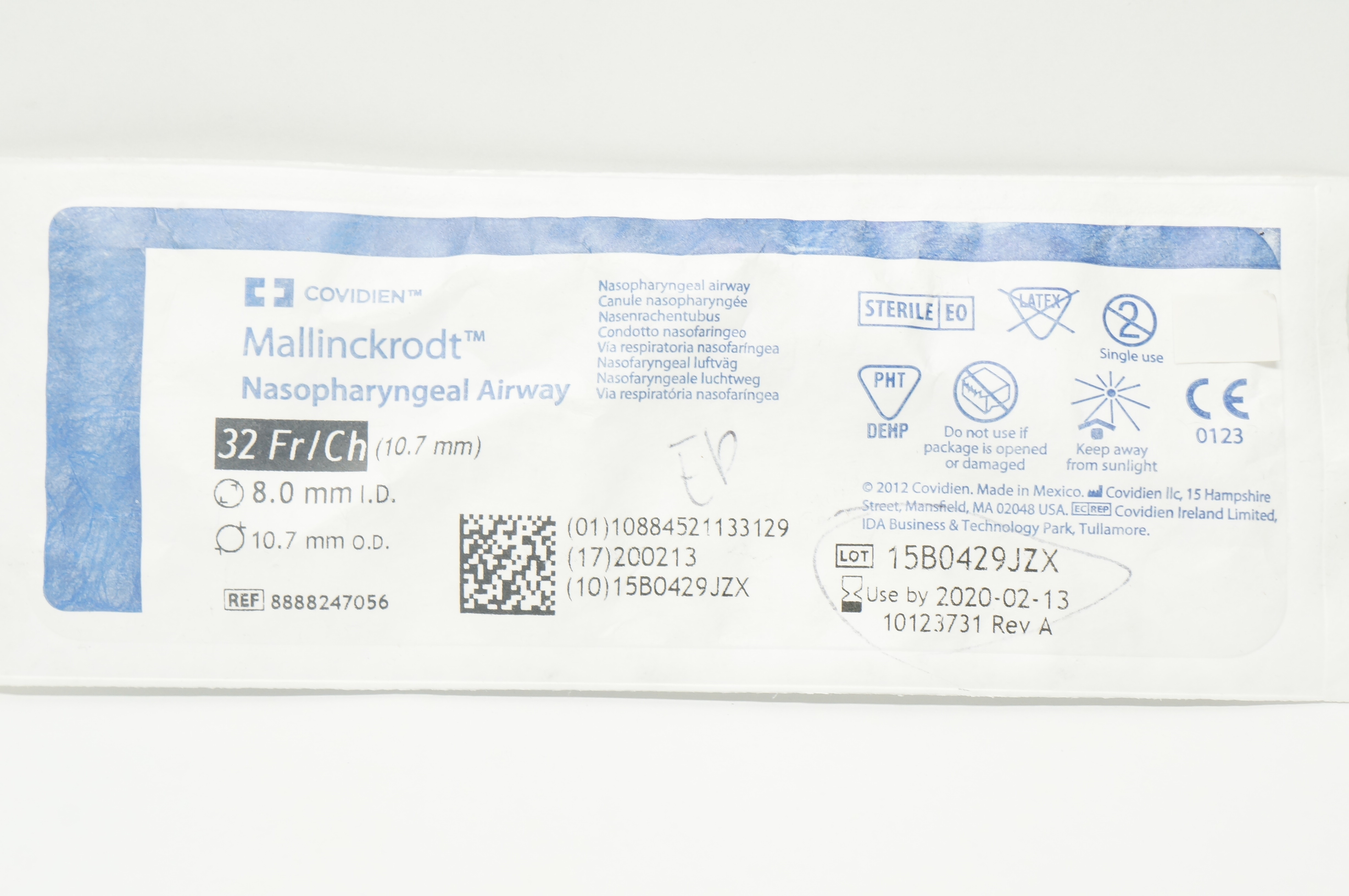 Covidien 8888247056 Mallinckrodt Nasopharyngeal Airway 32Fr 8.0mm x 10