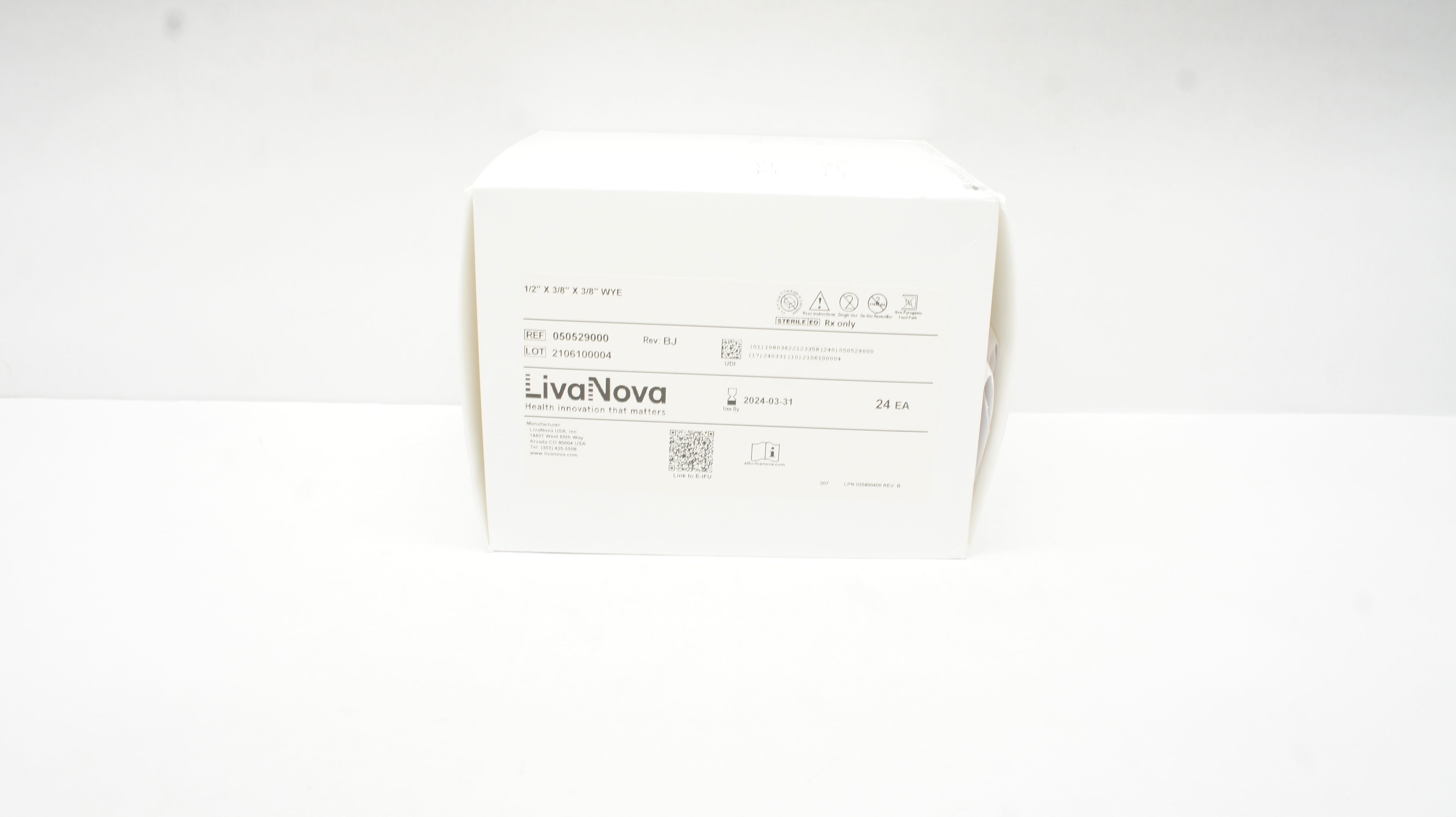 SORIN GROUP 050529000 LivaNova WYE 1/2inch x 3/8inch x 3/8inch (x) - Box of 24