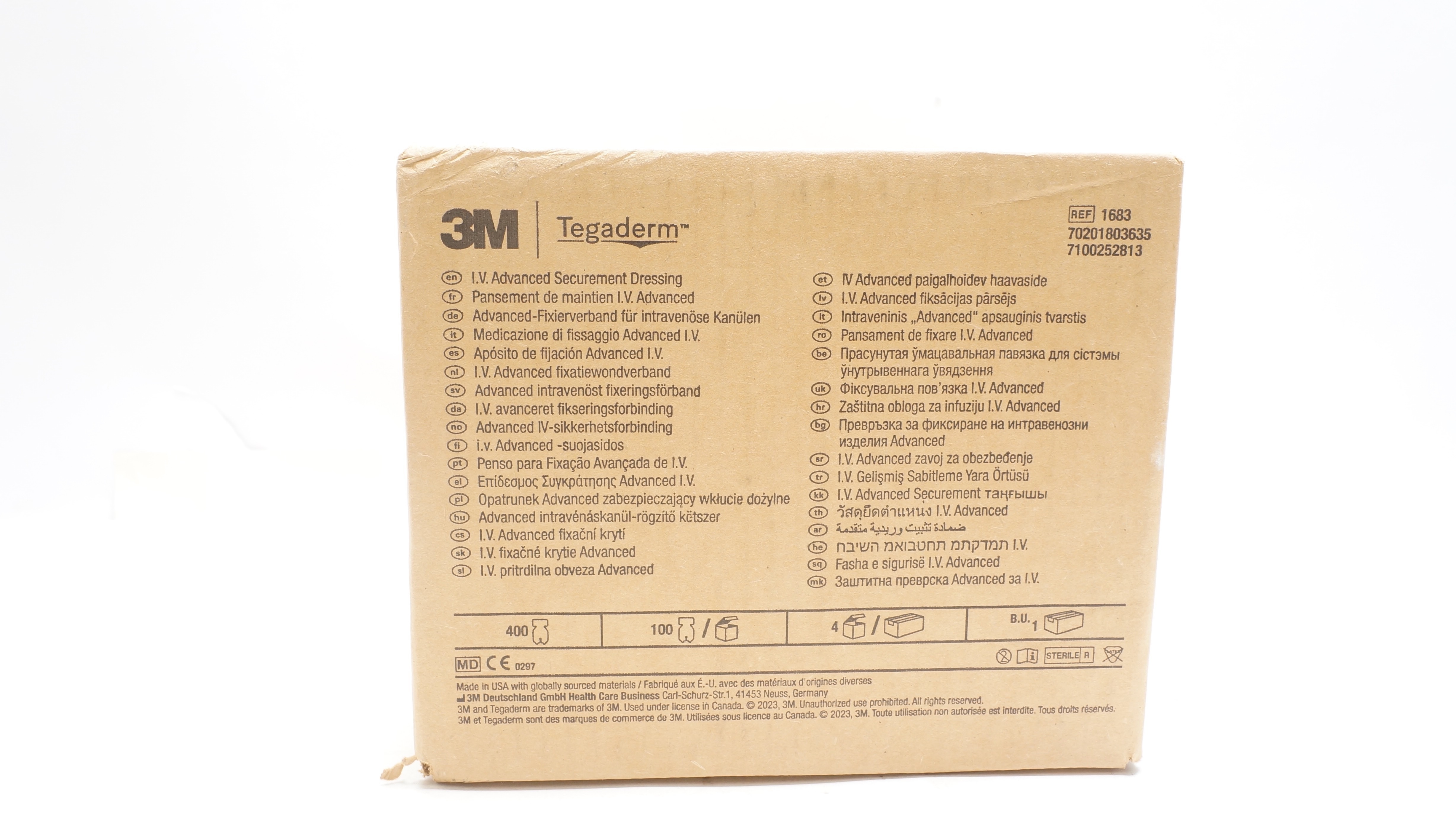 3M 1683 Tegaderm I.V. Advanced Securement Dressing 2-1/2 x 2-3/4 - Box of 400