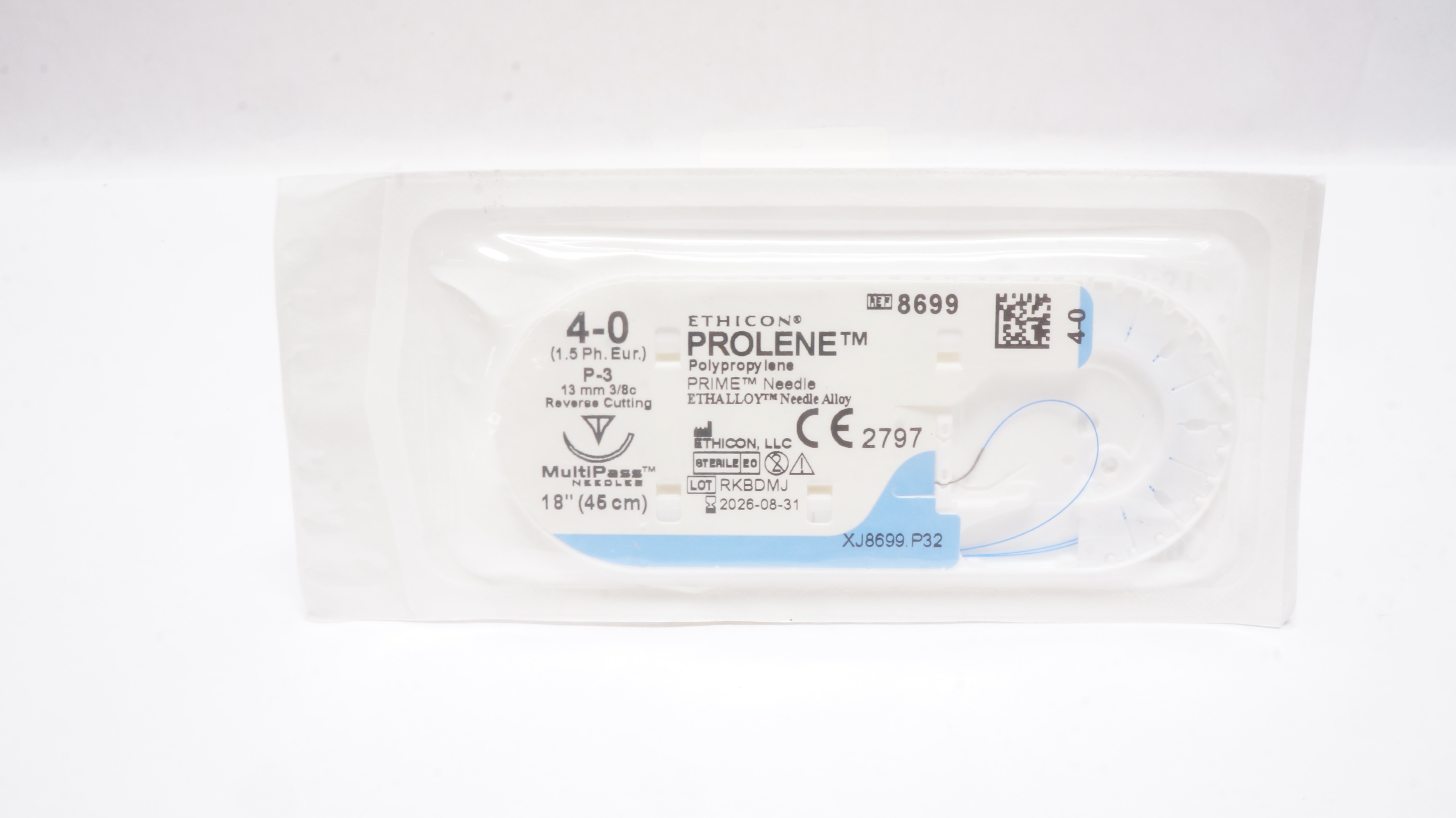 Ethicon 8699 4-0 PROLENE Polypropylene Stre P-3 13mm 3/8c Reverse Cutting 18inch