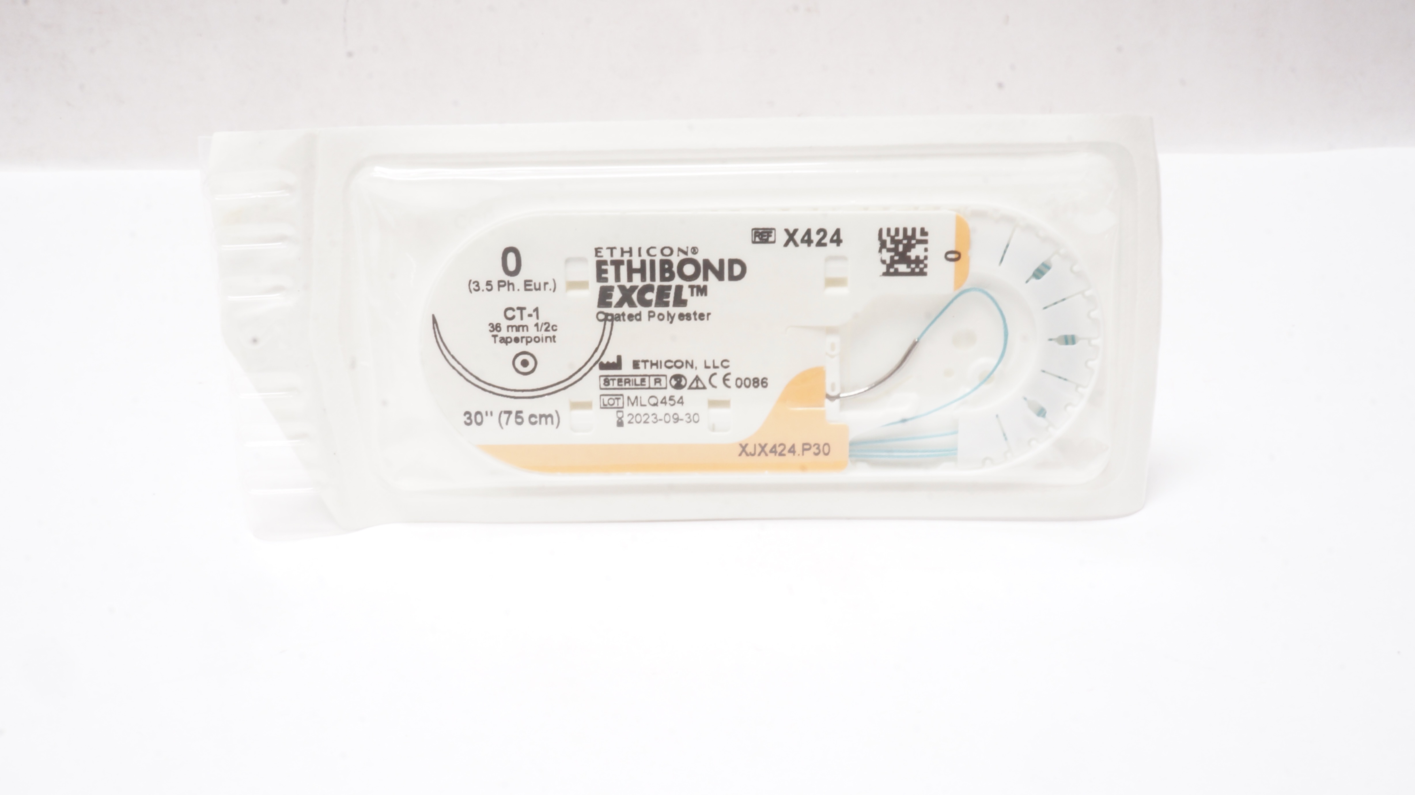 Ethicon X424 0 ETHIBOND EXCEL Coated Polyester, CT-1, 36mm 1/2c Taper, 30inch
