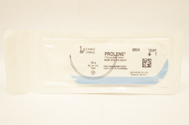 Ethicon 8824 1 PROLENE Blue Monofilament Stre TP-1, 65mm 1/2c, Taper, 60inch (x)