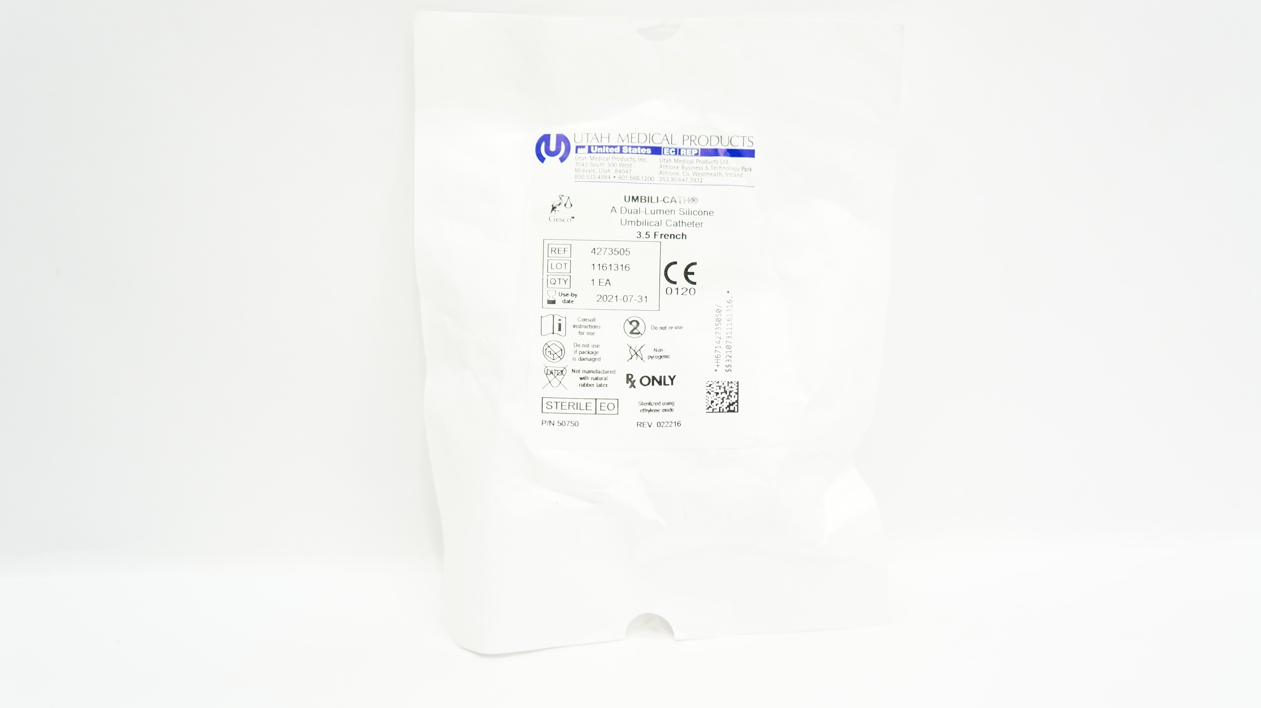 Utah Medical 4273505 Umbili-Cath A Dual-Lumen Silicone Umbilical Cath. 3.5F (x)