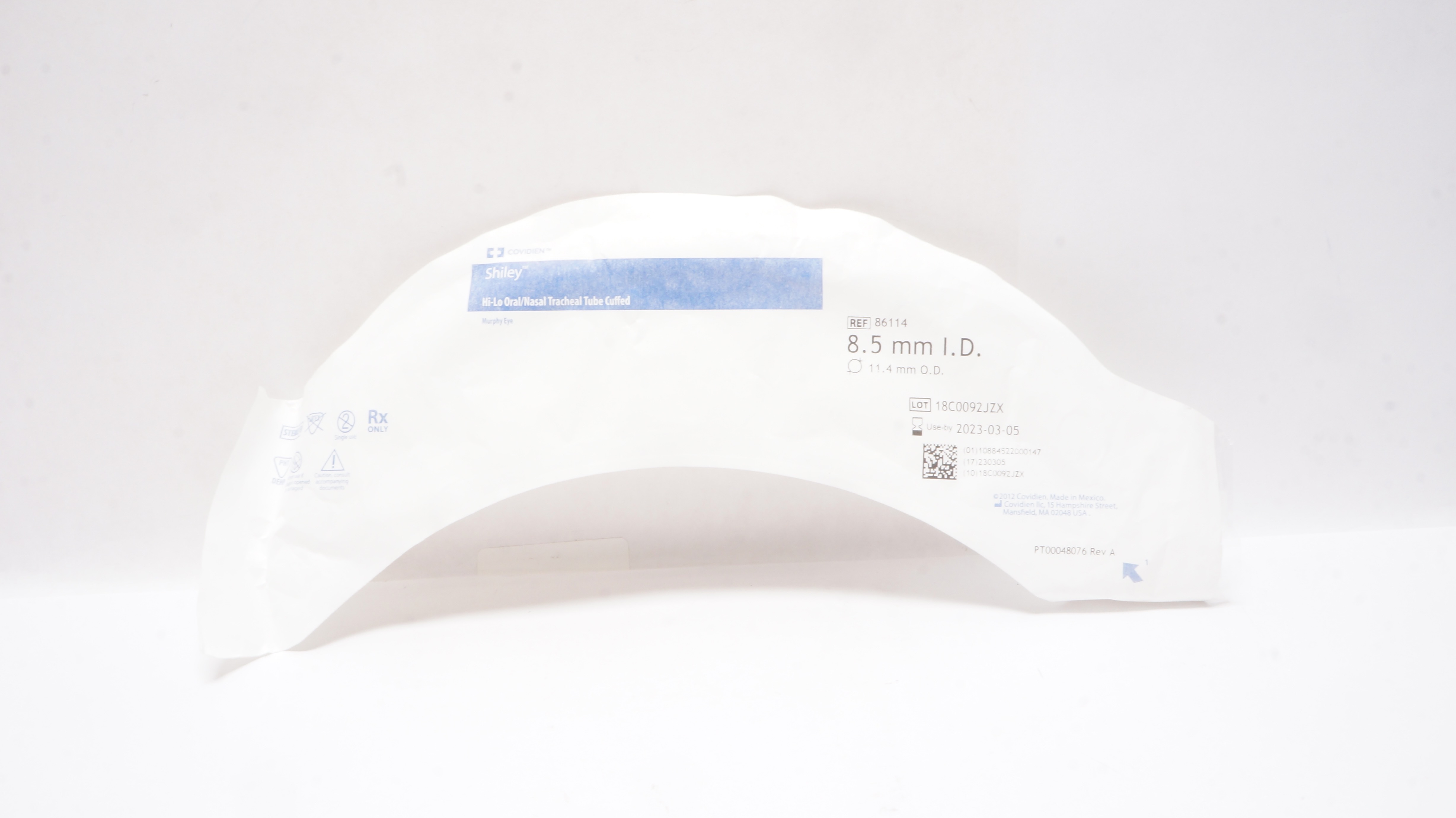 Covidien 86114 Shiley Hi-Lo Oral/Nasal Tracheal Tube Cuffed 8.5mm  x 11.4mm (x)