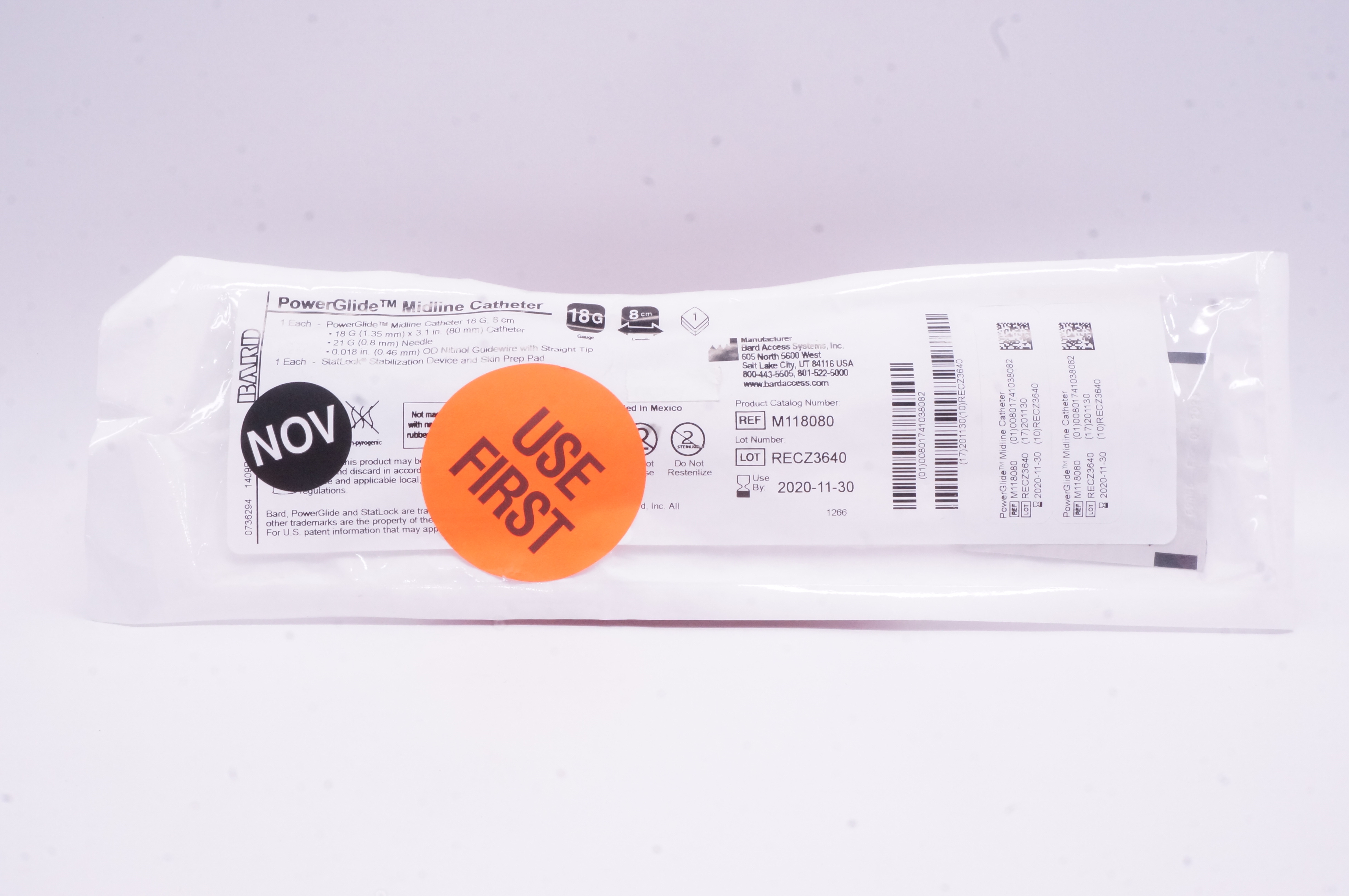 Bard M118080 PowerGlide Midline Cath. 18G x 8cm (x)
