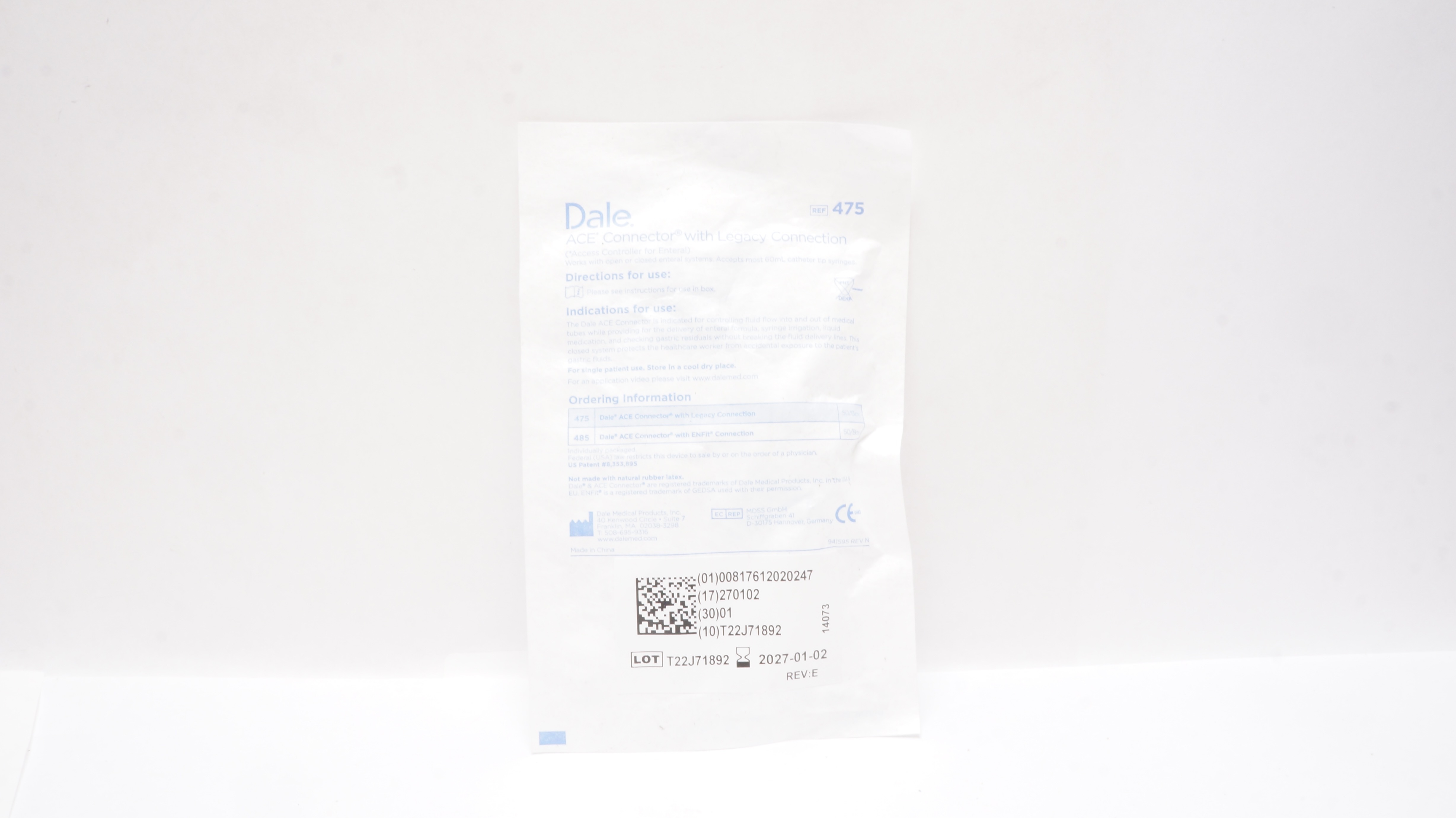 Dale Medical 475 Access Controller for Enteral Connector with Legacy Connection