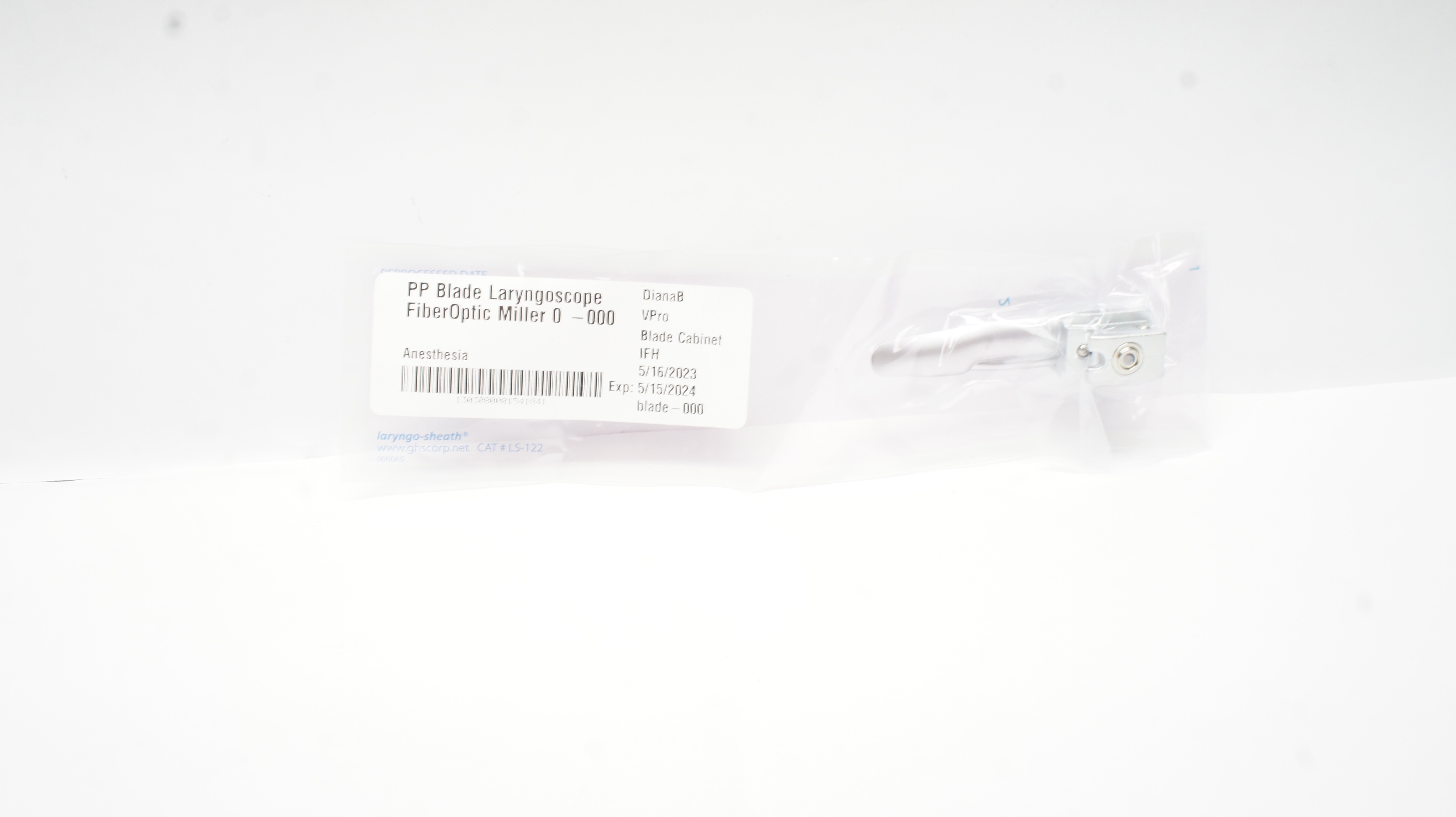 GHS LS-122 PP Blade Laryngoscope Non FiberOptic Miller 00-000 (x)
