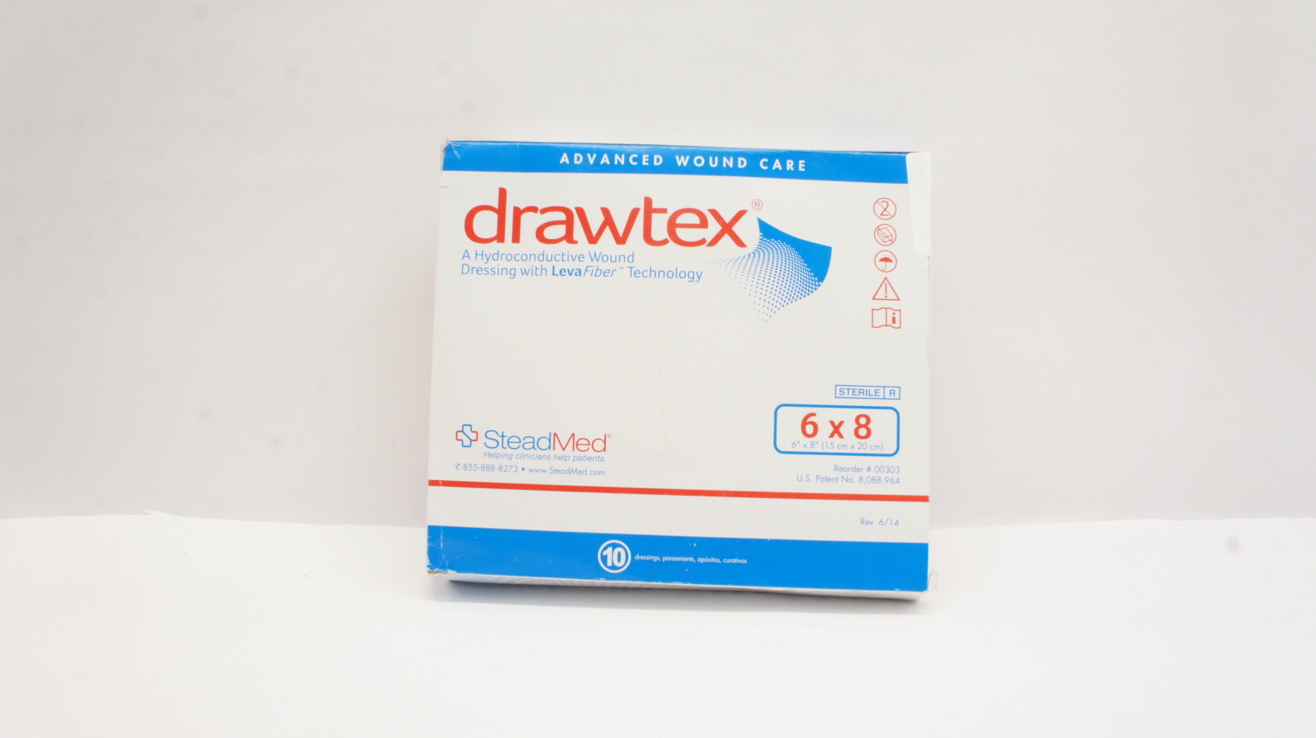SteadMed 00303 Drawtex Hydroconductive Wound Dressing 6 x 8 inch - Box of 10