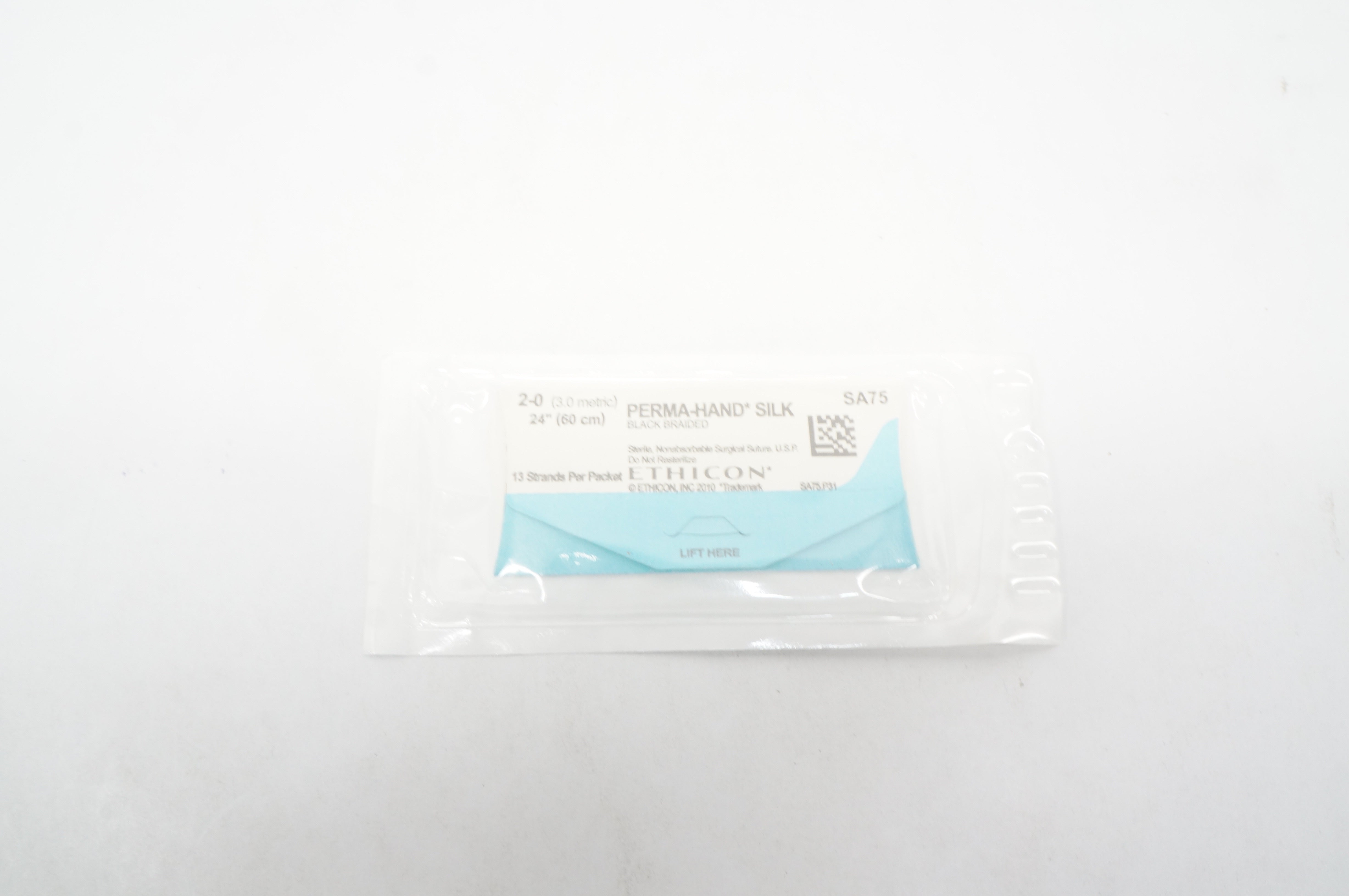 Ethicon SA75 2-0 Perma-Hand Silk, Black Braided Surgical Stre 24 inch