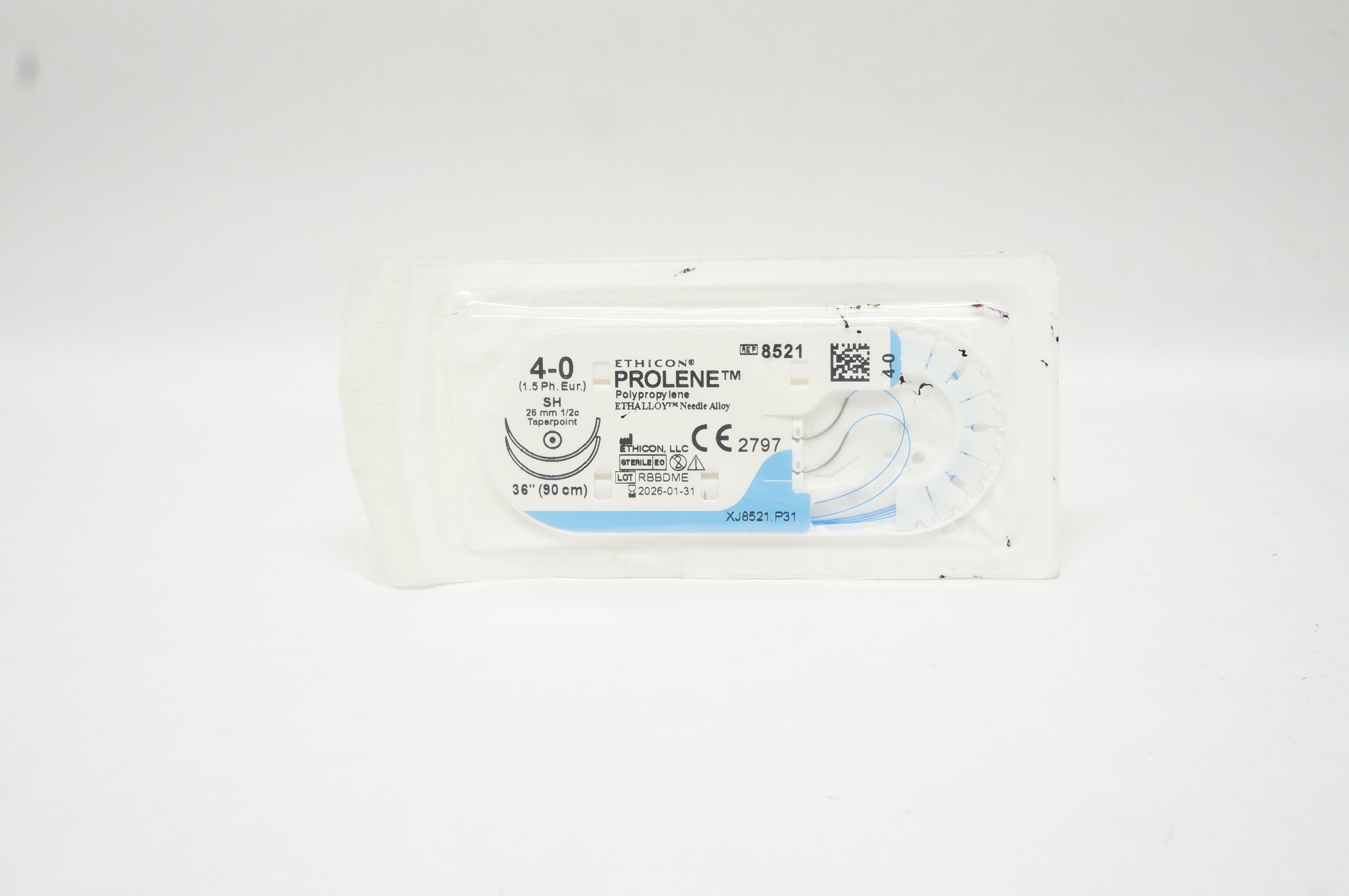 Ethicon 8521 4-0 Prolene Polypropylene Stre SH 26mm 1/2c Taperpoint 36 inch