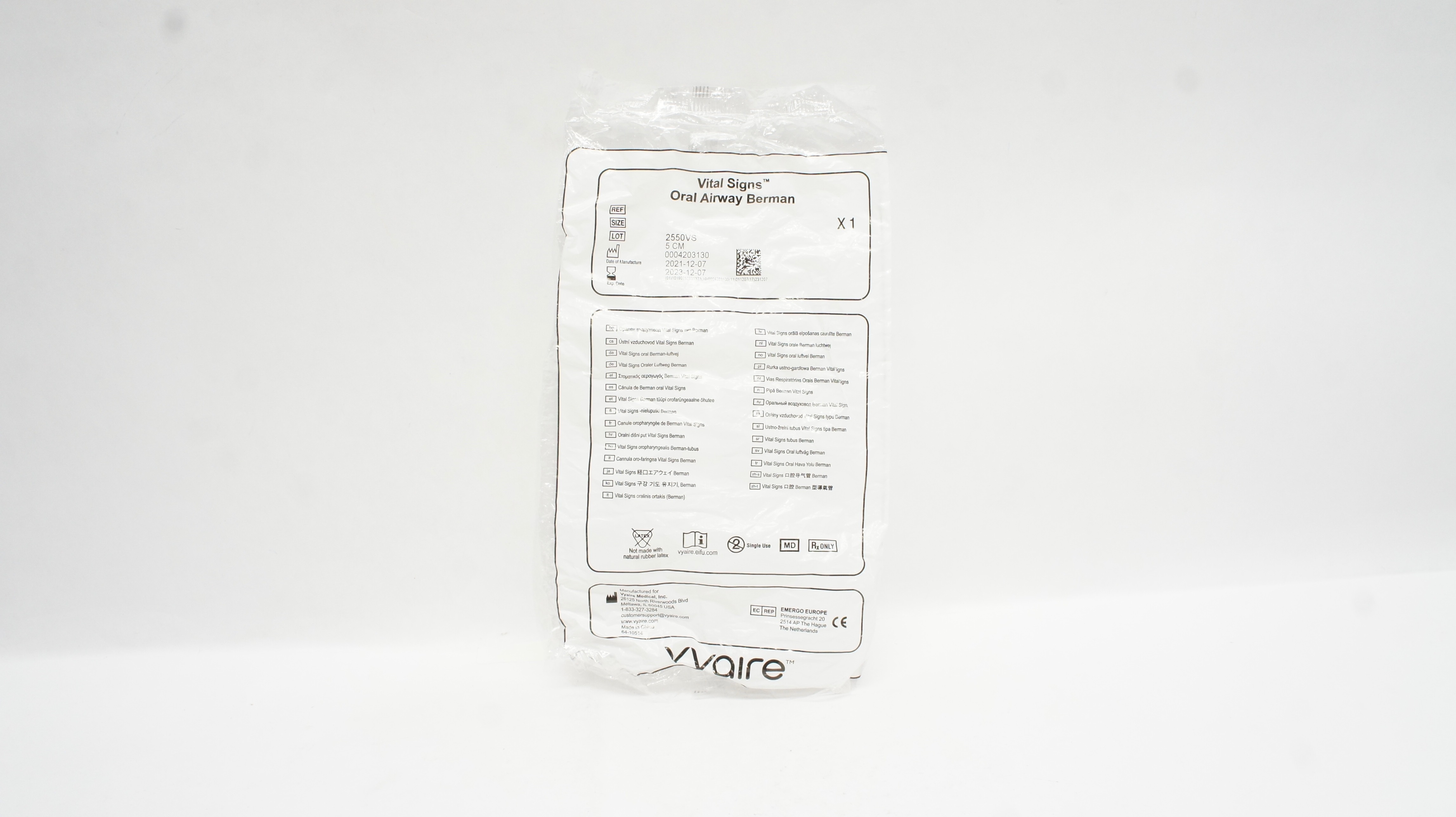 Vyaire 2550VS Vital Signs Oral Airway Berman 5cm (x)