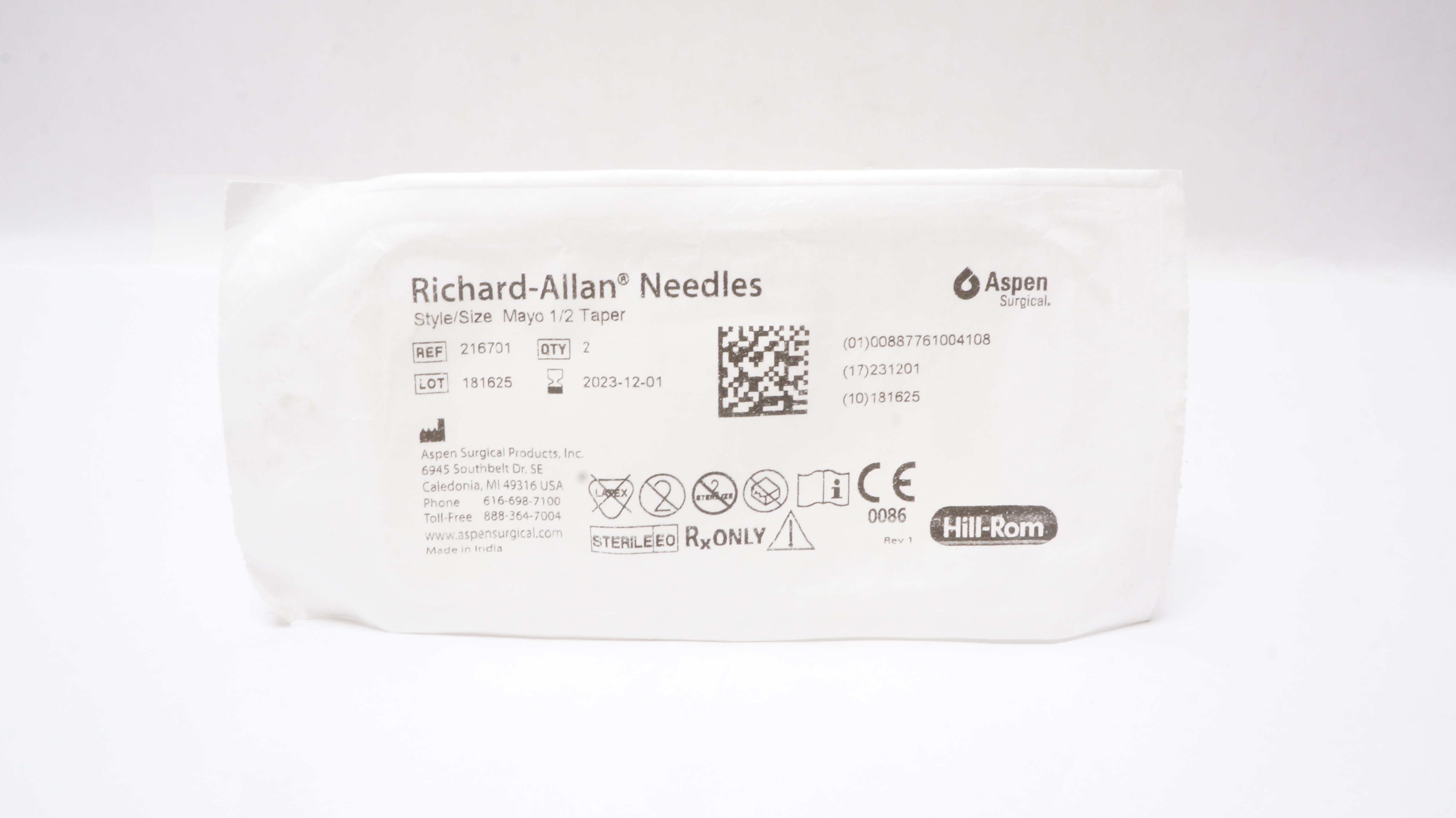 Aspen Surgical 216701 Richard-Allan Ndles Mayo 1/2 Taper - Pack of 2