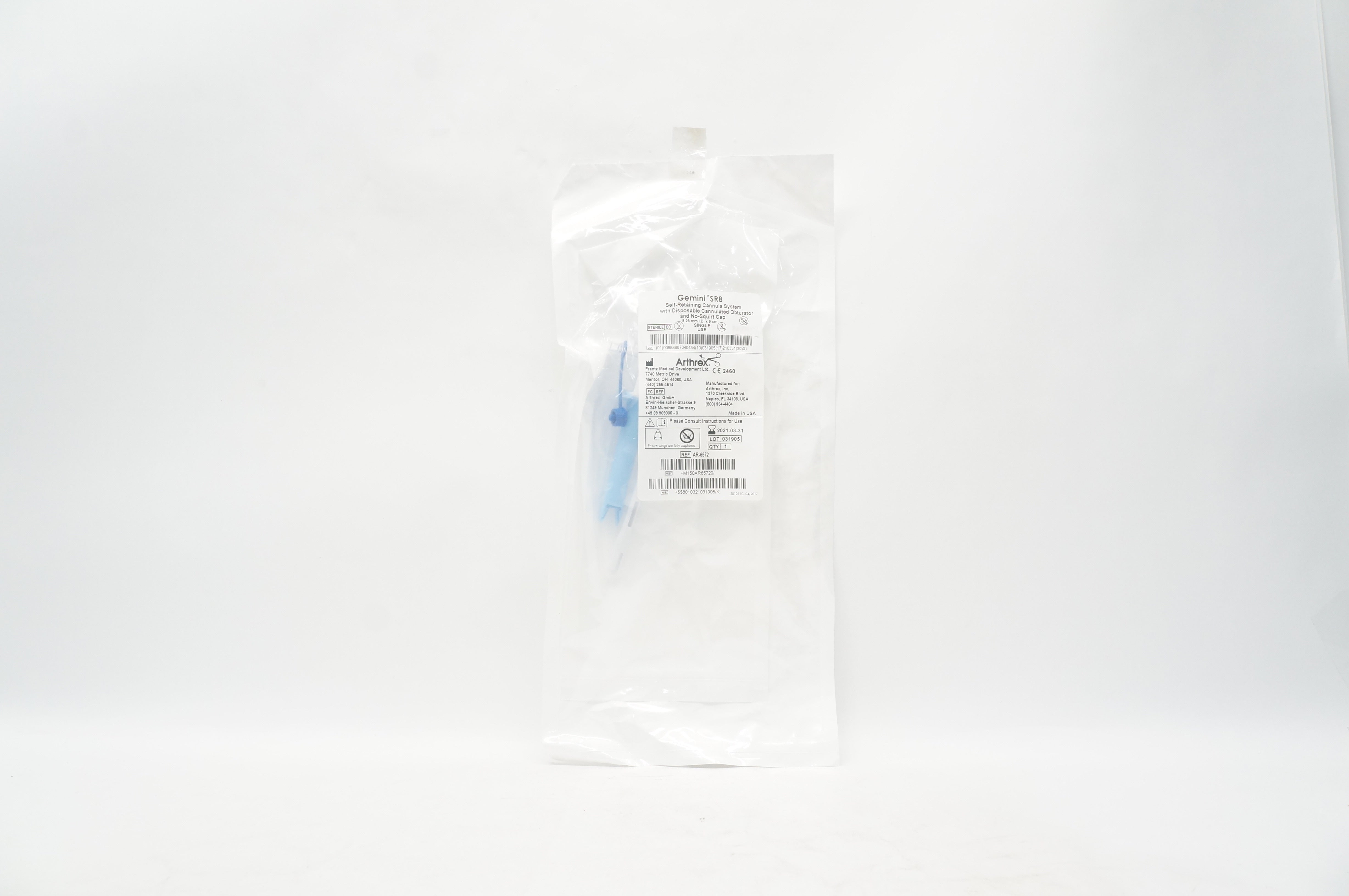Arthrex AR-6572 Gemini SR8 Self-Retaining Cannula System 8.25mm x 9cm (x)