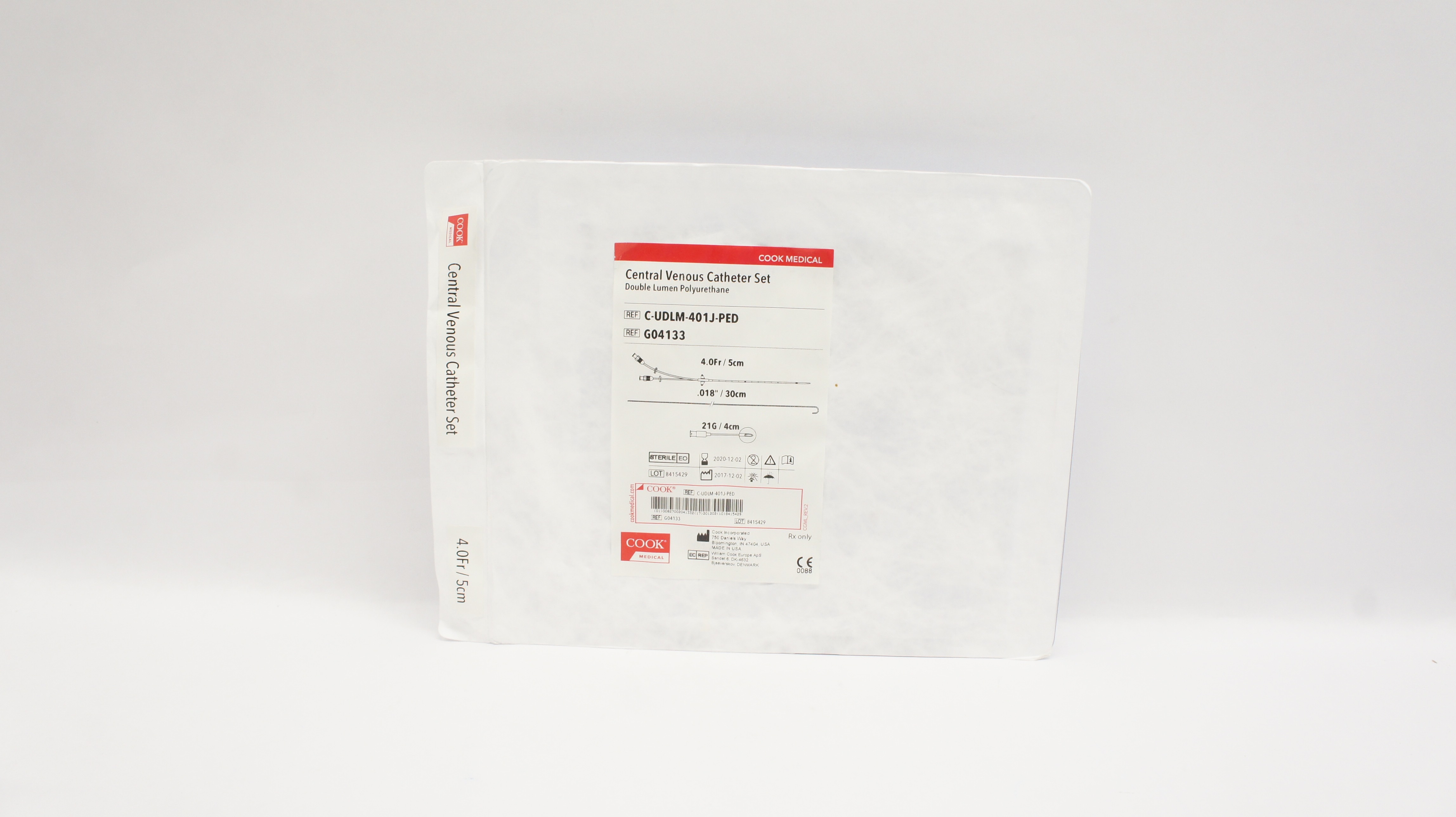 Cook Medical G04133 Central Venous Cath. Set 4.0Fr x .018 inch x 21G (x)