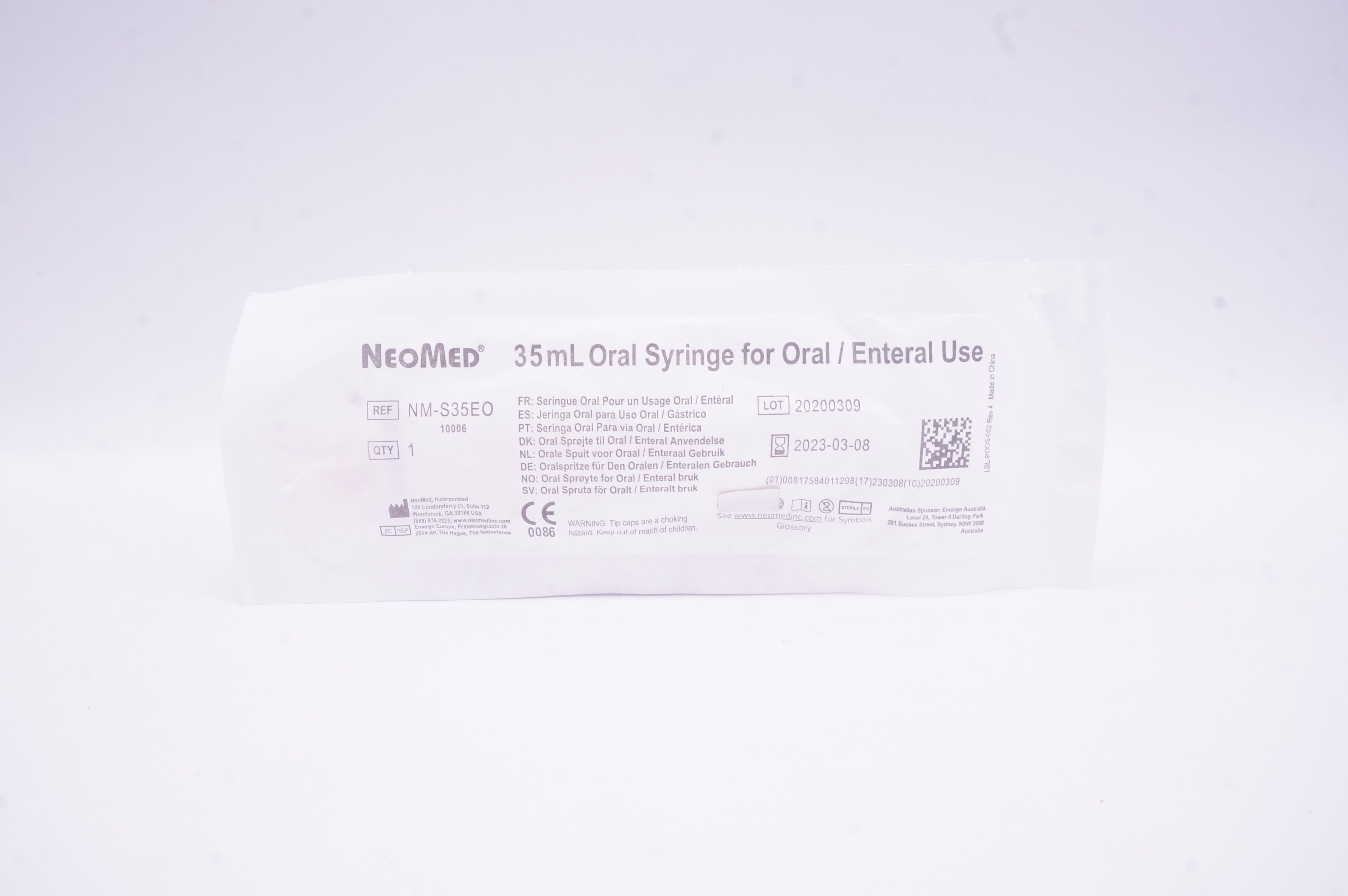 NeoMed NM-S35EO Oral Syringe for Oral/Enteral Use 35mL