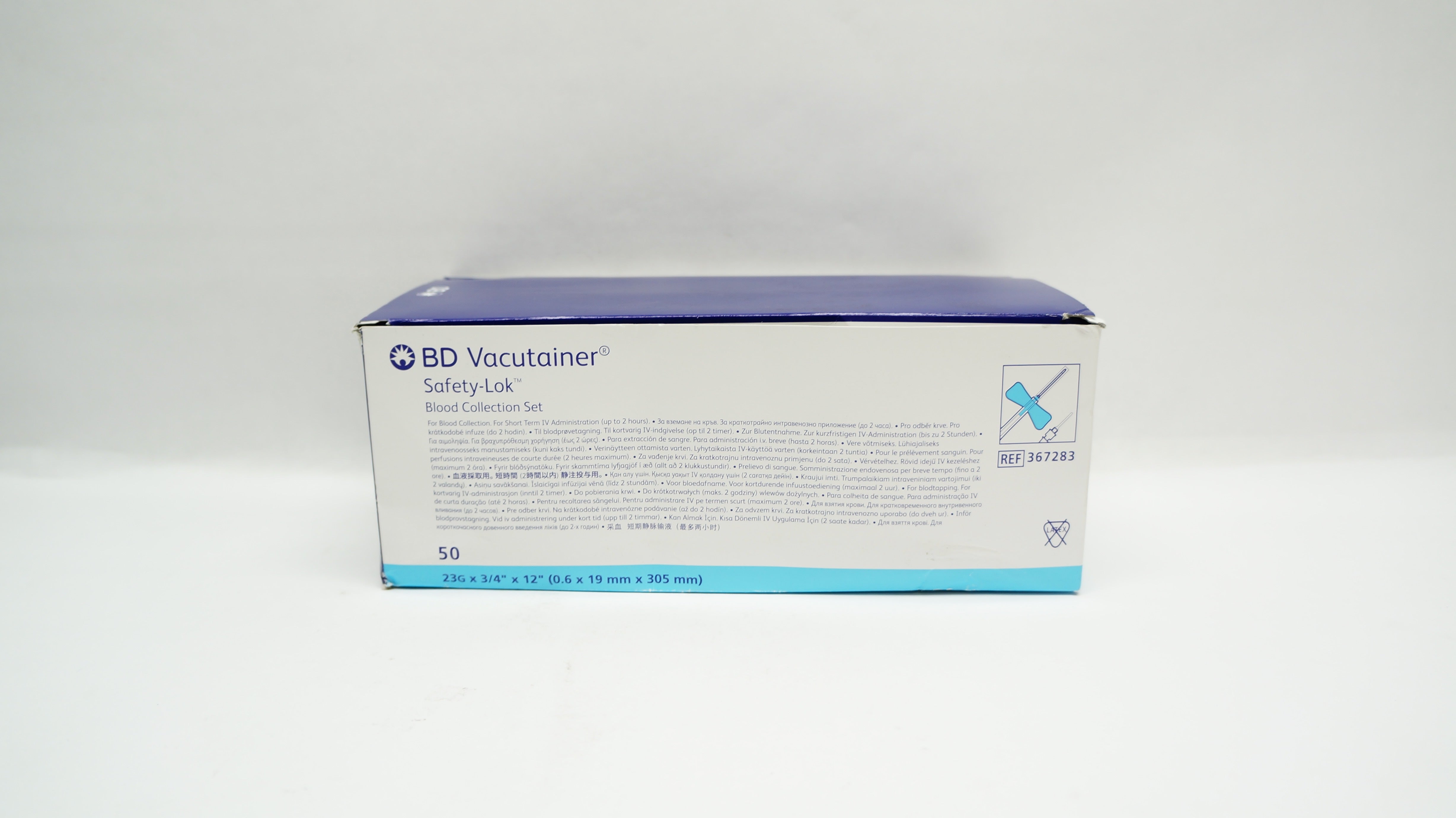 BD 367283 Vacutainer Blood Collection Set 23G x 3/4inch x 12inch - Box of 50