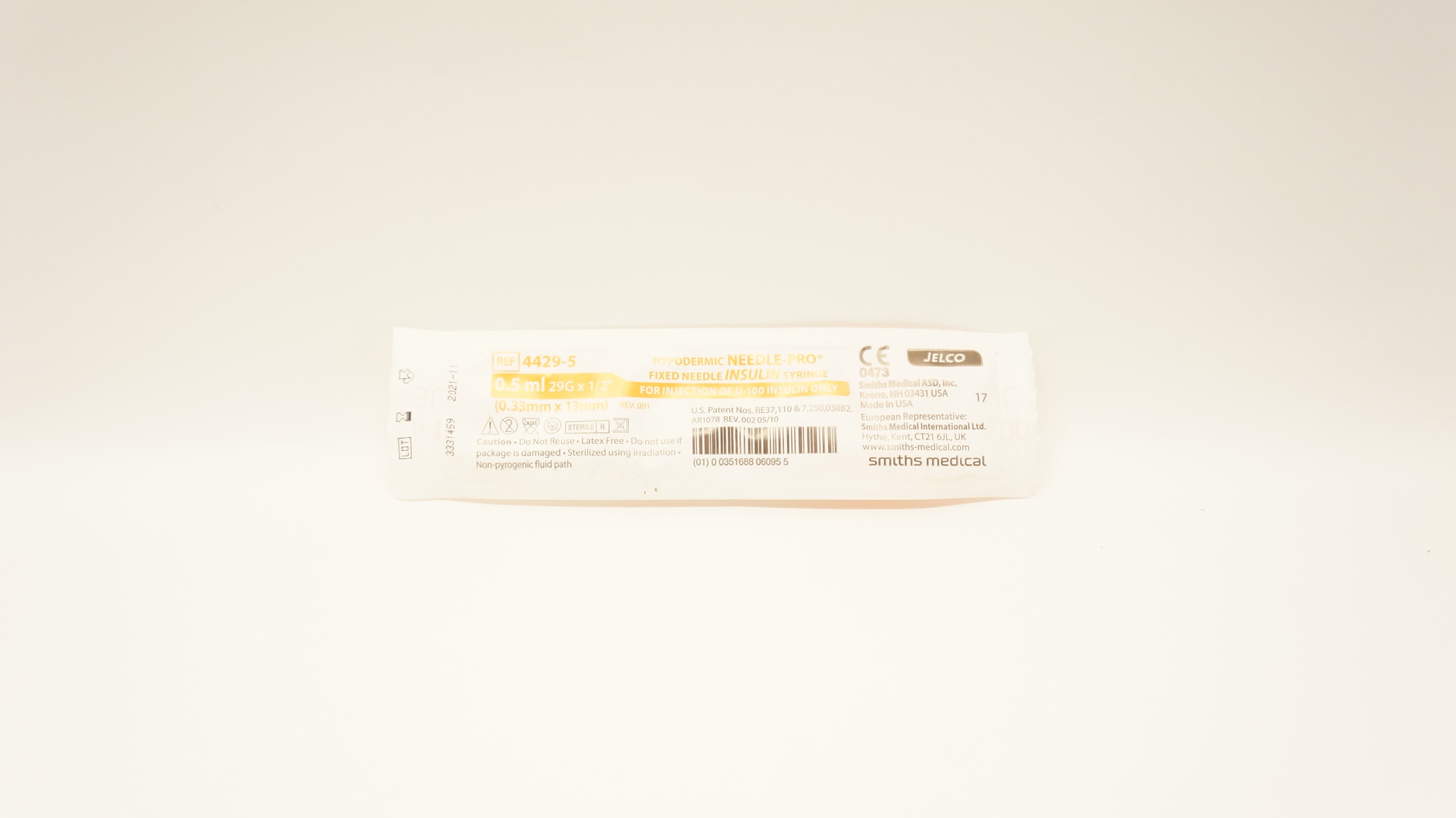 Smiths Medical 4429-5 Hypodermic Ndle-Pro Fixed Insulin Syringe 29Gx1/2in (x)