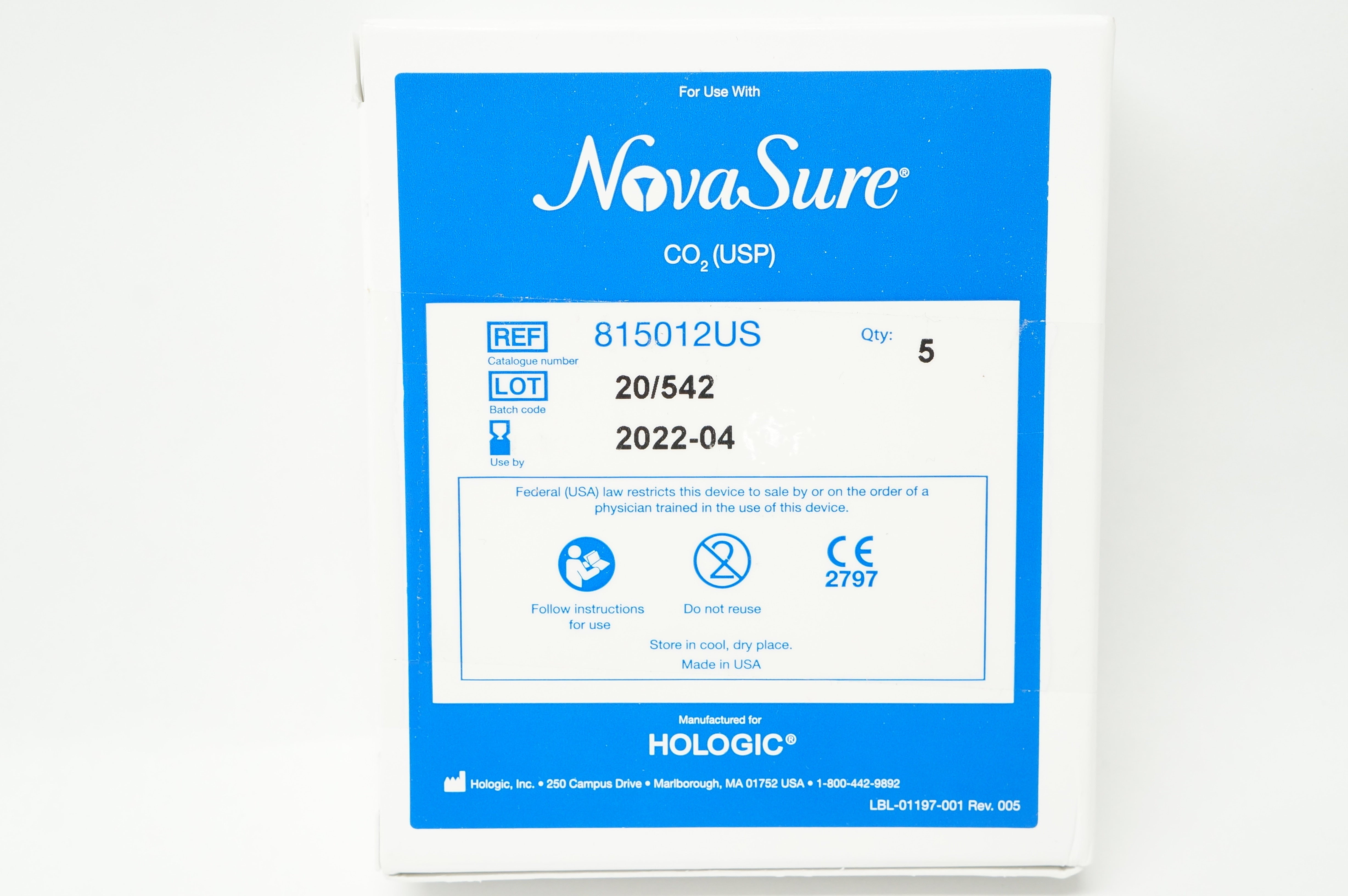 Hologic 815012US Nova Sure CO2 Box of 5