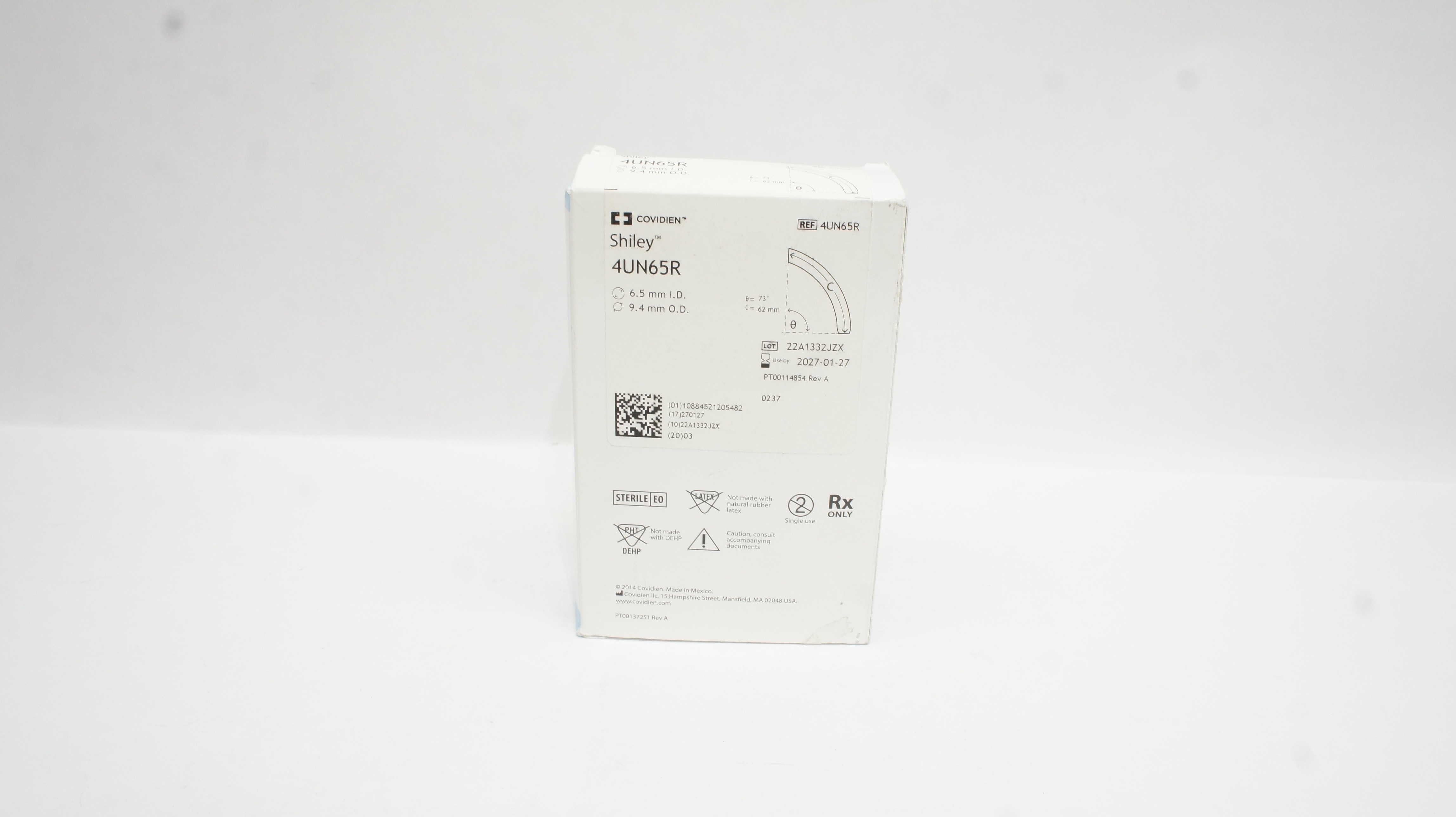 Covidien 4UN65R Shiley Adult Flexible Tracheostomy Tube Cuffless 6.5ID x 9.4mmOD