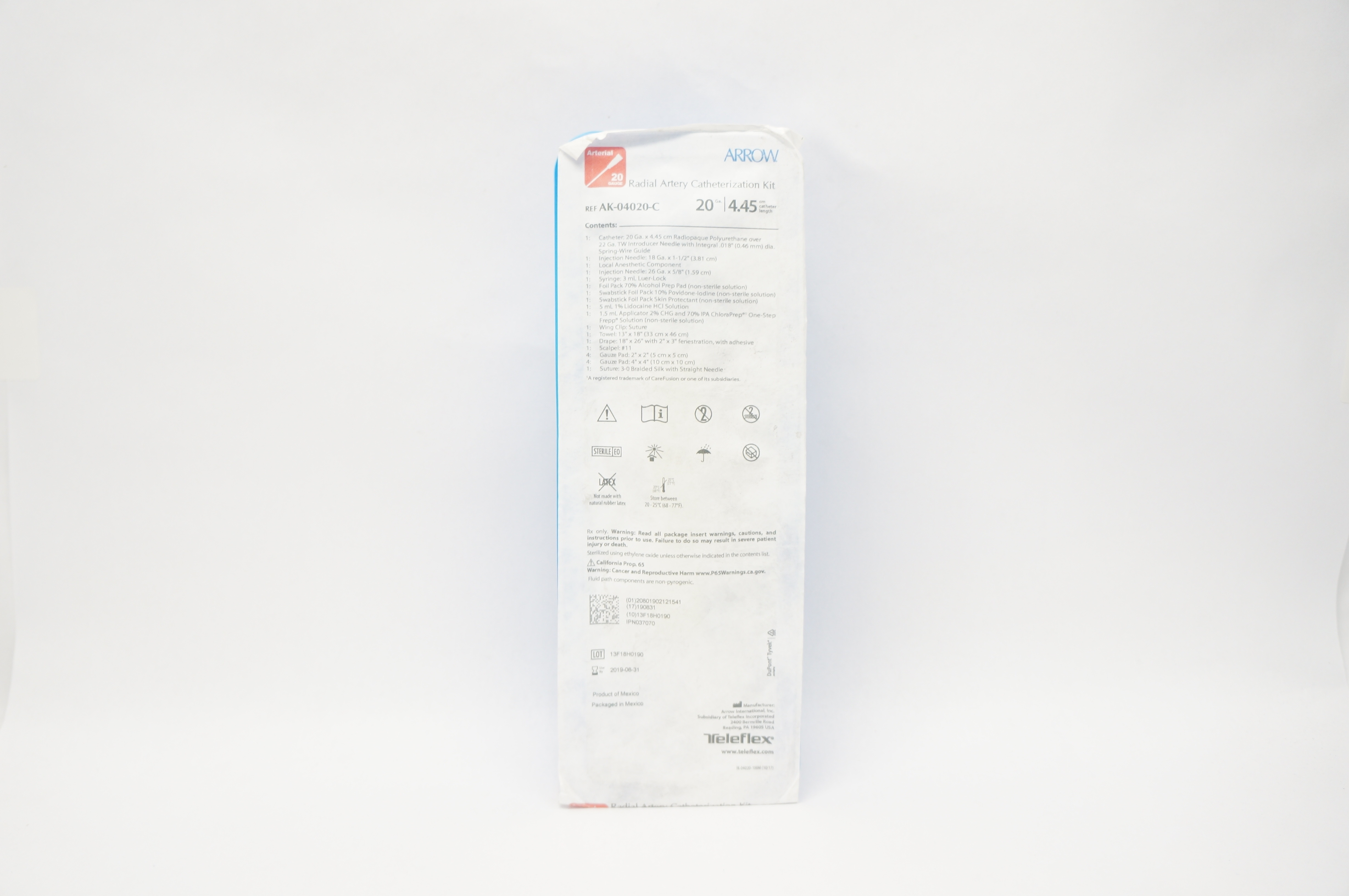 Arrow AK-04020-C Radial Artery Catheterization Kit 20Ga x 4.45cm (x)