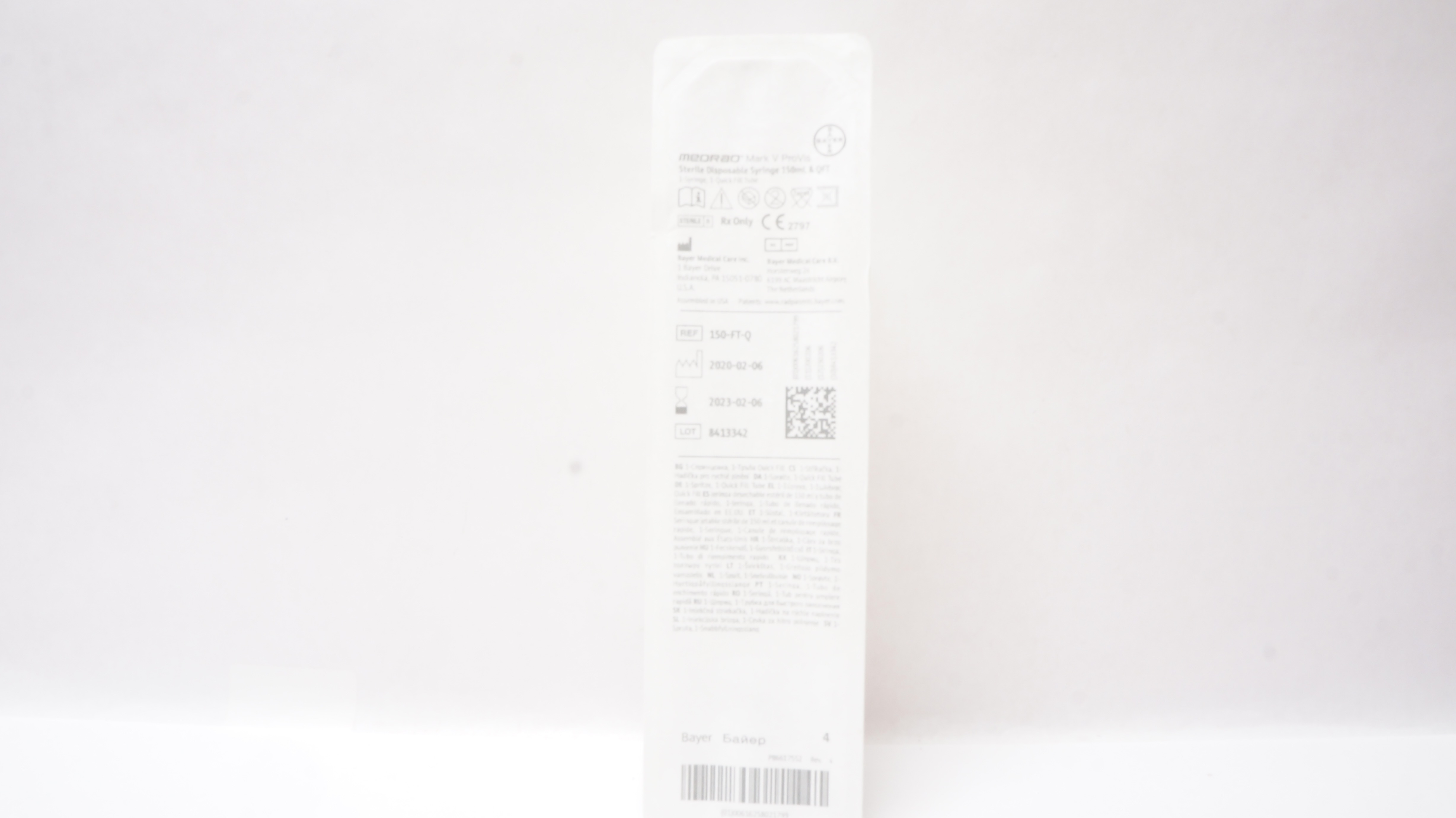 Bayer 150-FT-Q MEDRAD Mark V ProVis Sterile Disposable Syringe 150ml & QFT (x)