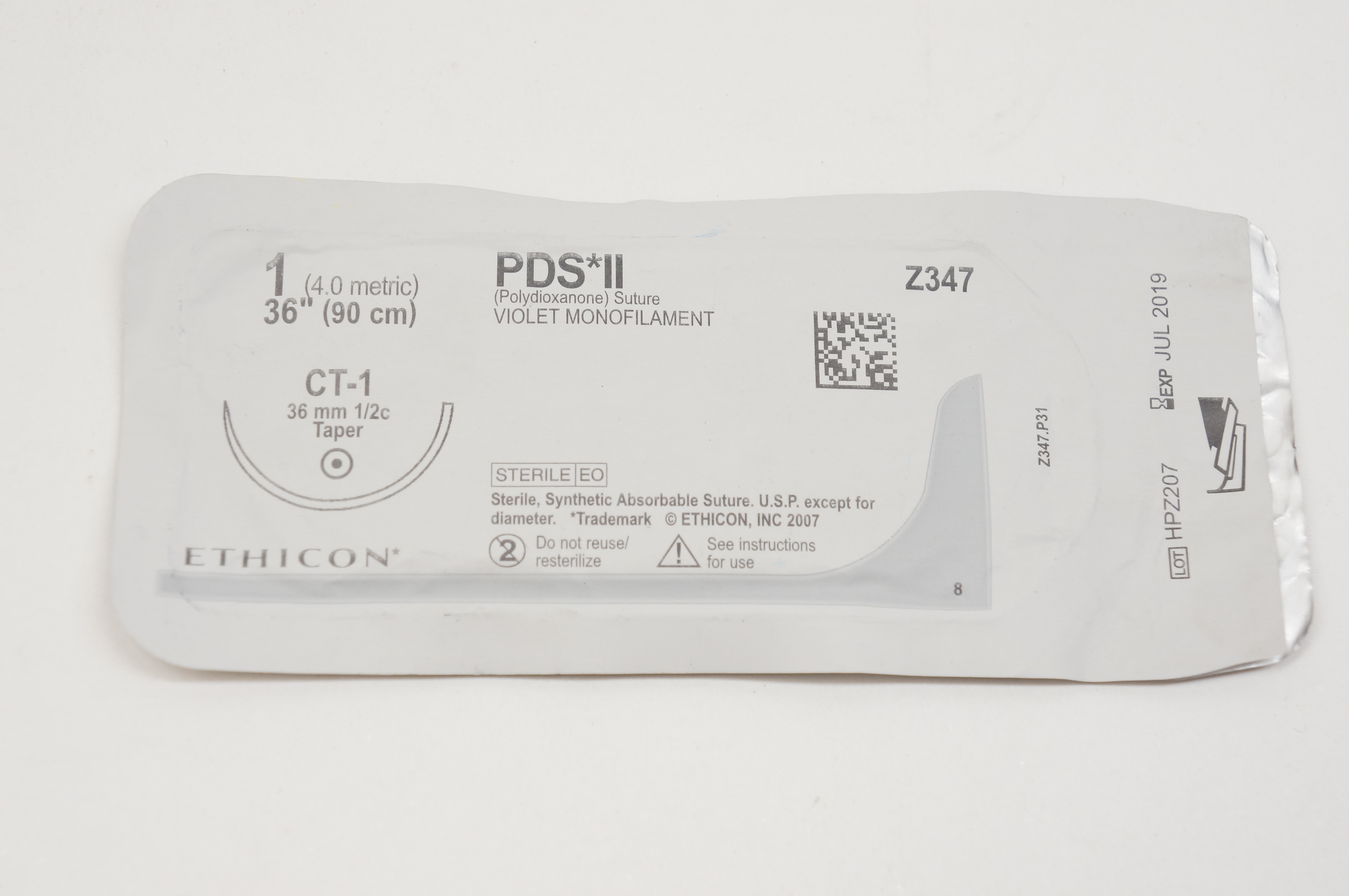 Ethicon Z347 1 PDS II, CT-1, 36inch 1/2c Taper, 36inch (x)