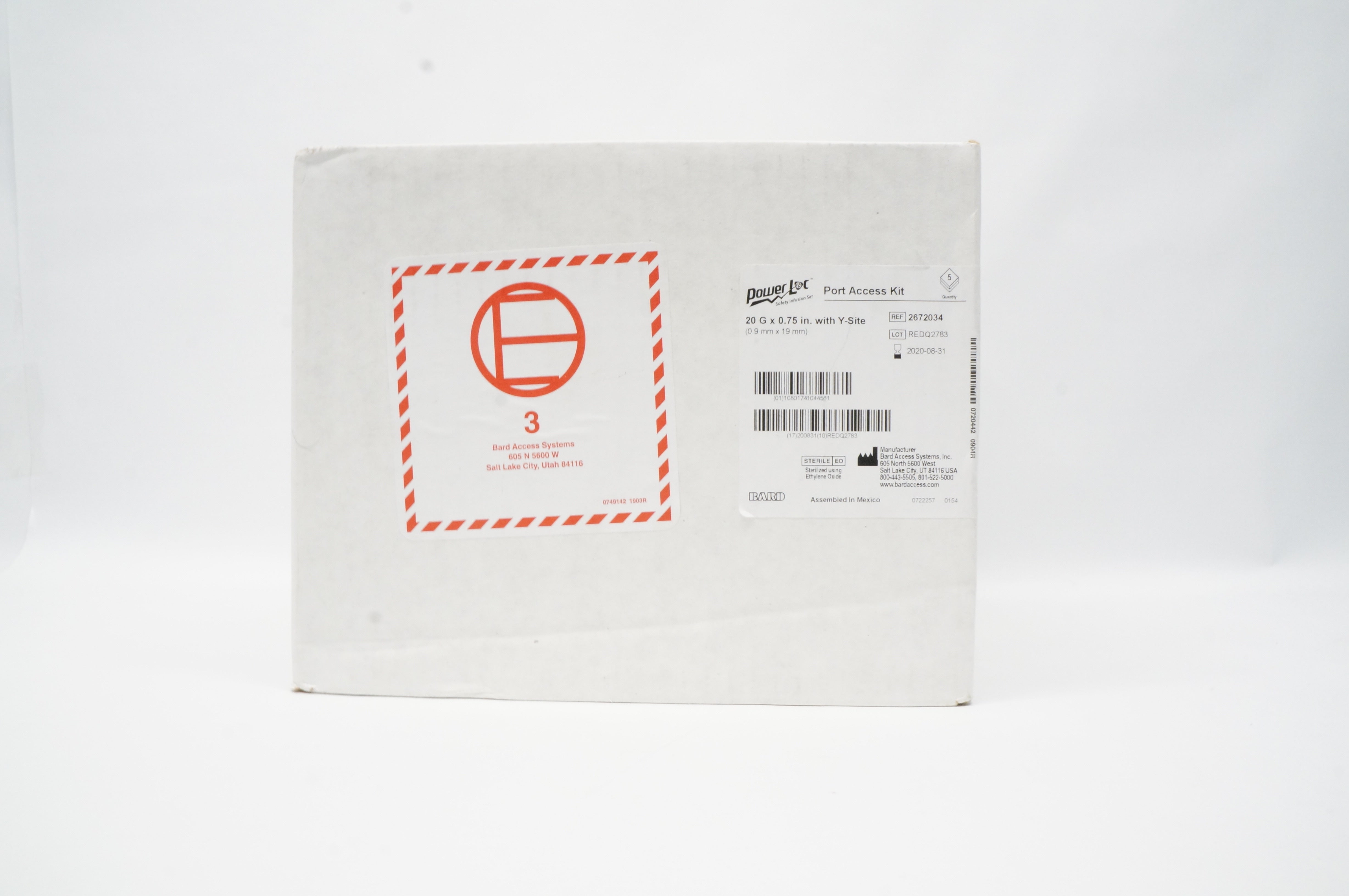 Bard 2672034 Power Loc Port Access Kit 20G x 0.75in with Y-Site (x) - Box of 5