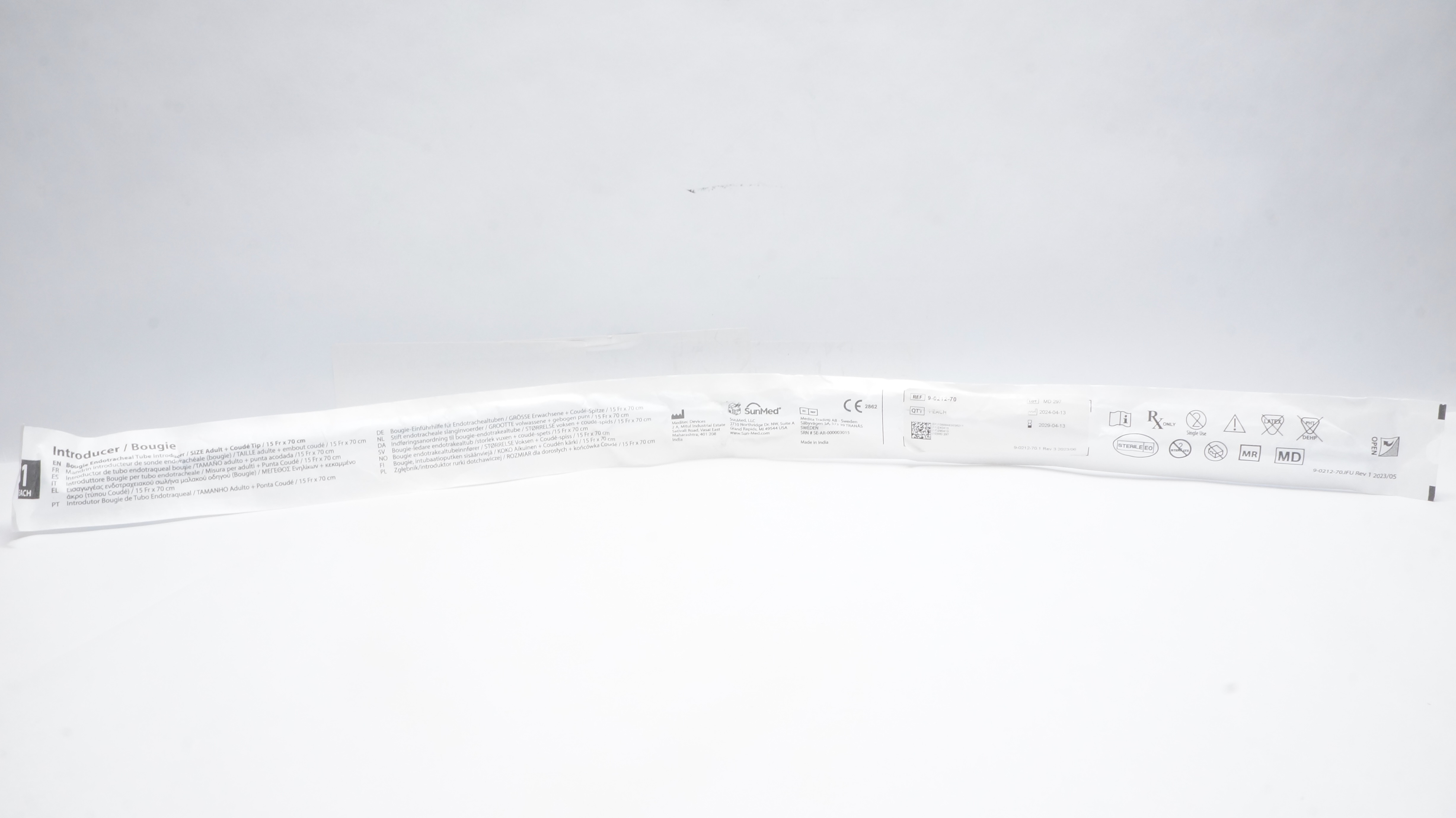 SunMed 9021270 Bougie Endotracheal Tube Introducer Adult Coude Tip