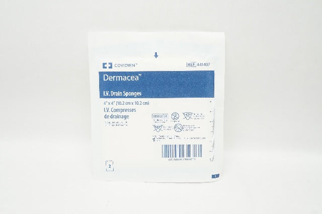 Covidien 441407 Dermacea I.V. Drain Sponges 4inch x 4inch - Pack of 2