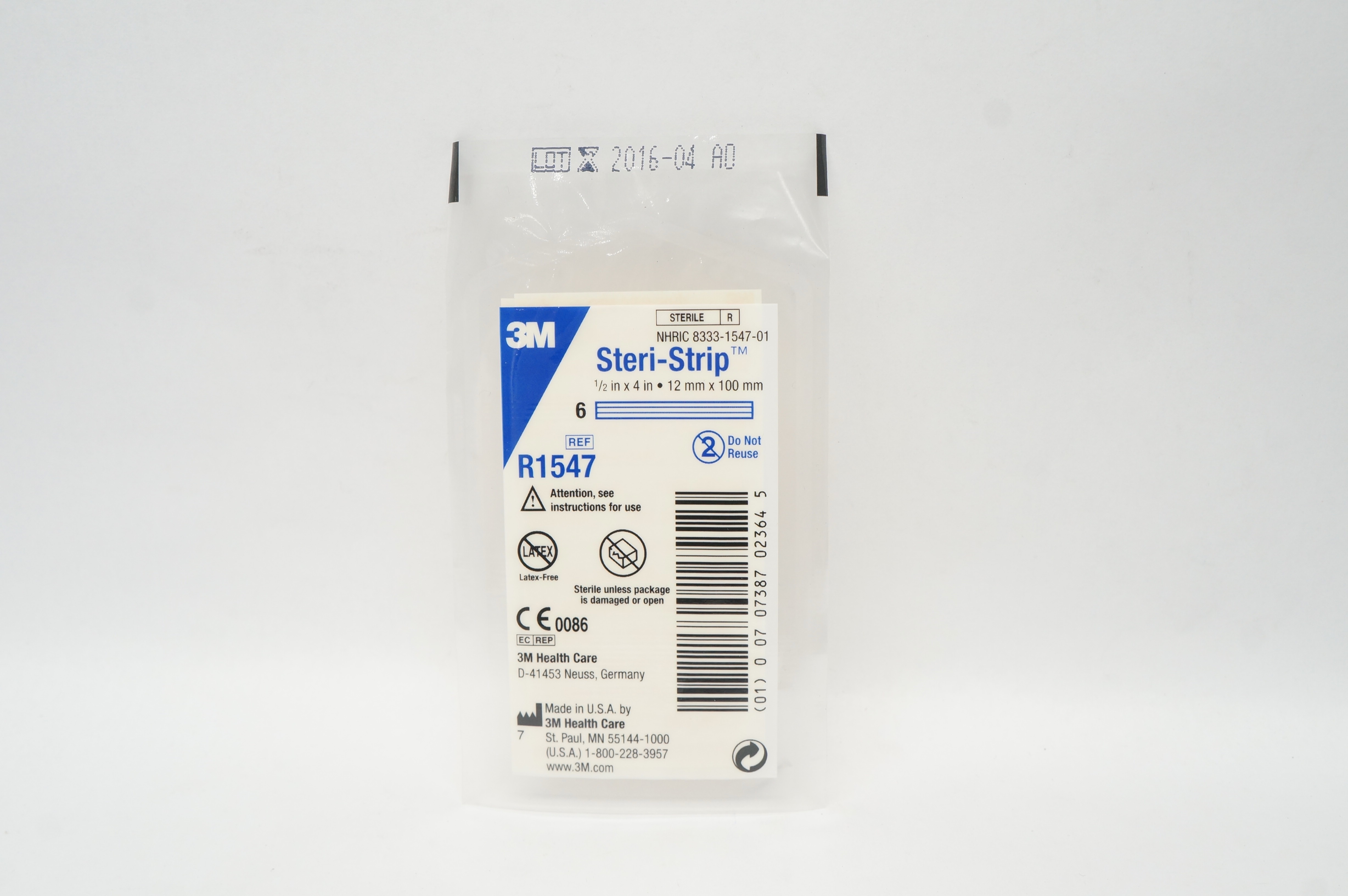 3M R1547 Steri-Strip Reinforced Skin Closures 1/2inch x 4inch (x) - Pack of 6