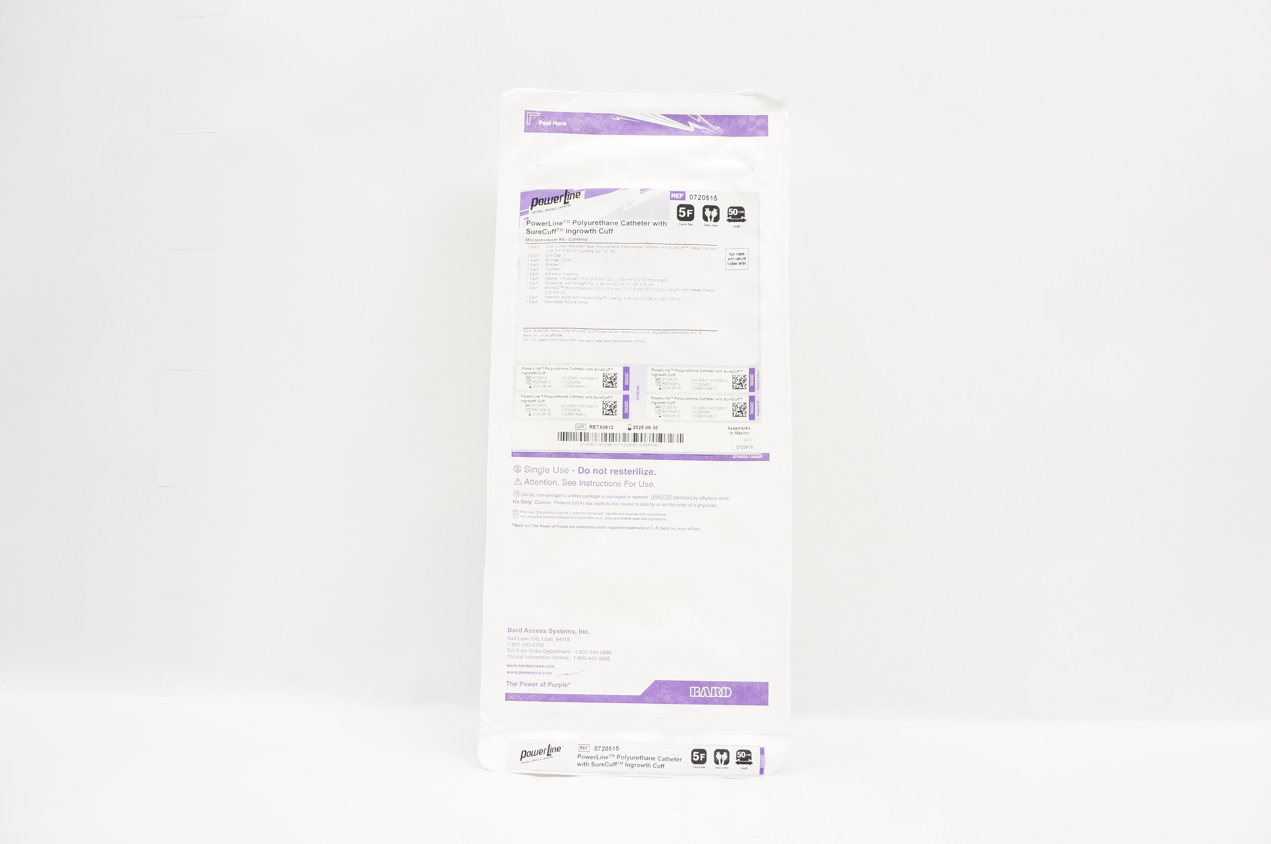 Bard 0720515 PowerLine Polyurethane Cath. with SureCuff Ingrowth Cuff 5F 50cm