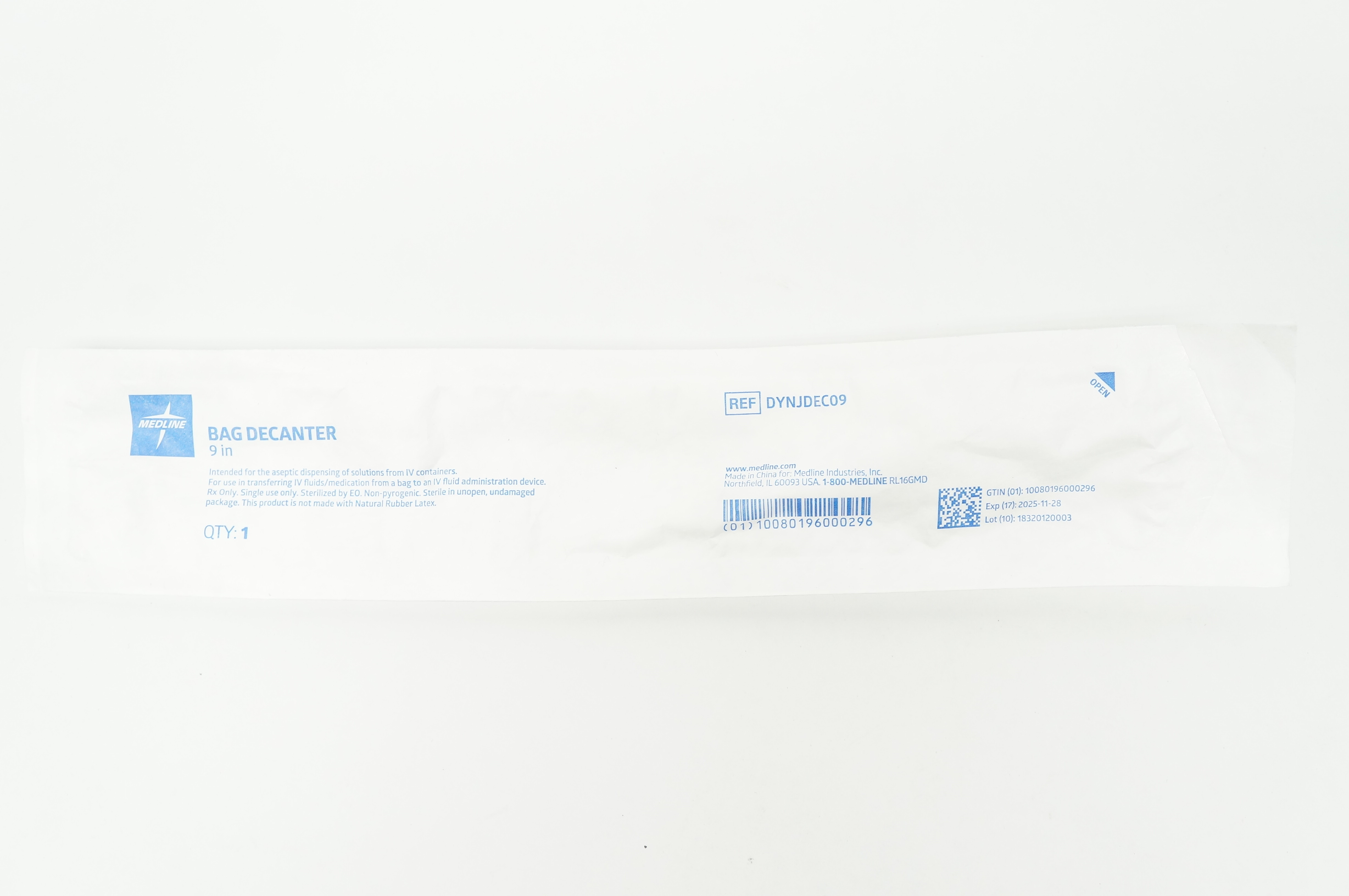 Medline DYNJDEC09 Bag Decanter 9 inch